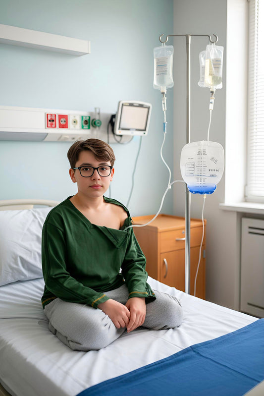 Adaptive Kids Long Sleeve V-Neck Top: Full Shoulder Zipper for Easy Undressing