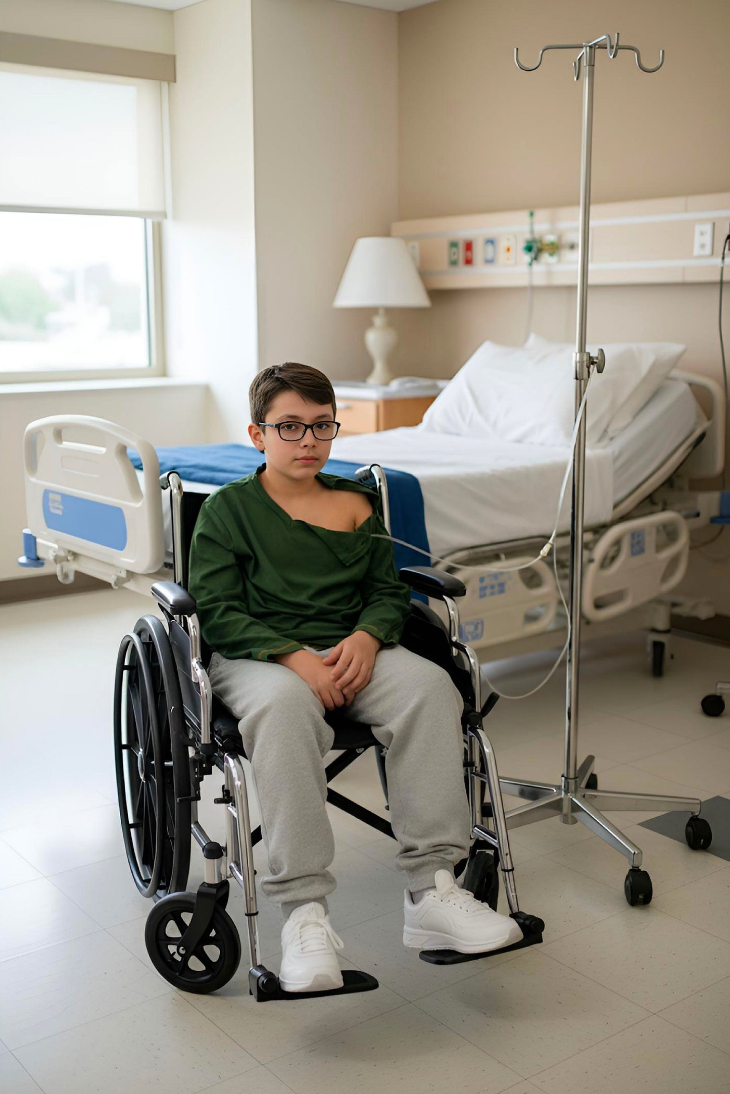 Adaptive Kids Long Sleeve V-Neck Top: Full Shoulder Zipper for Easy Undressing