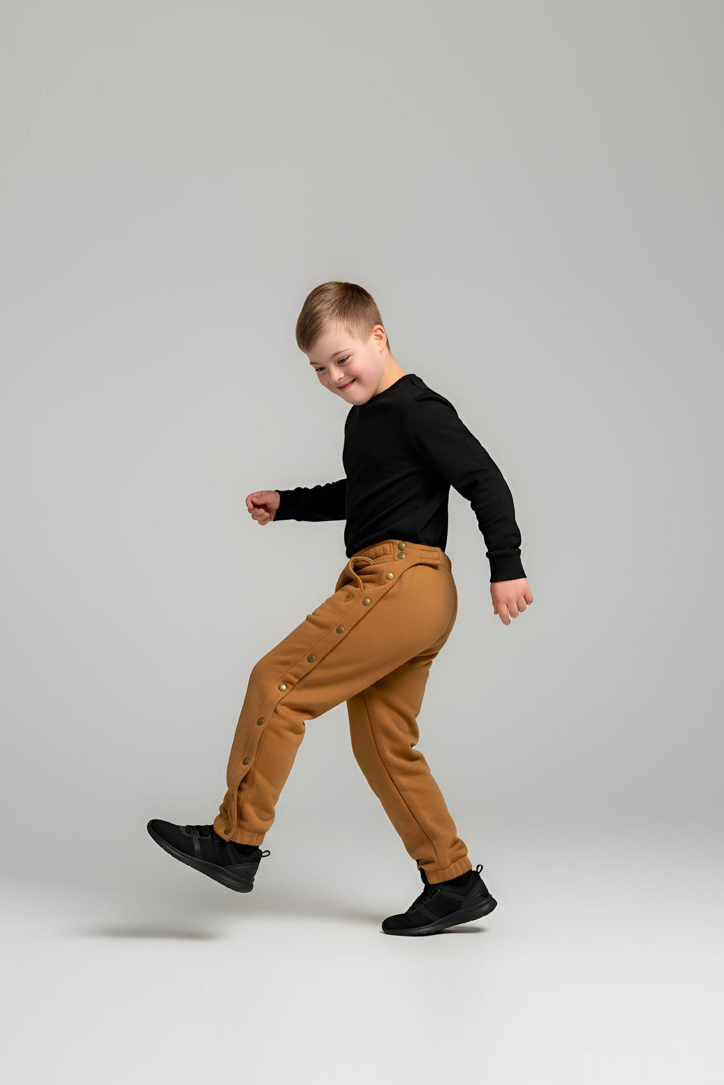 Adaptive Kids Jogger Sweatpants, Adjustable Elastic waist, Full Side Zipper for Easy Undressing