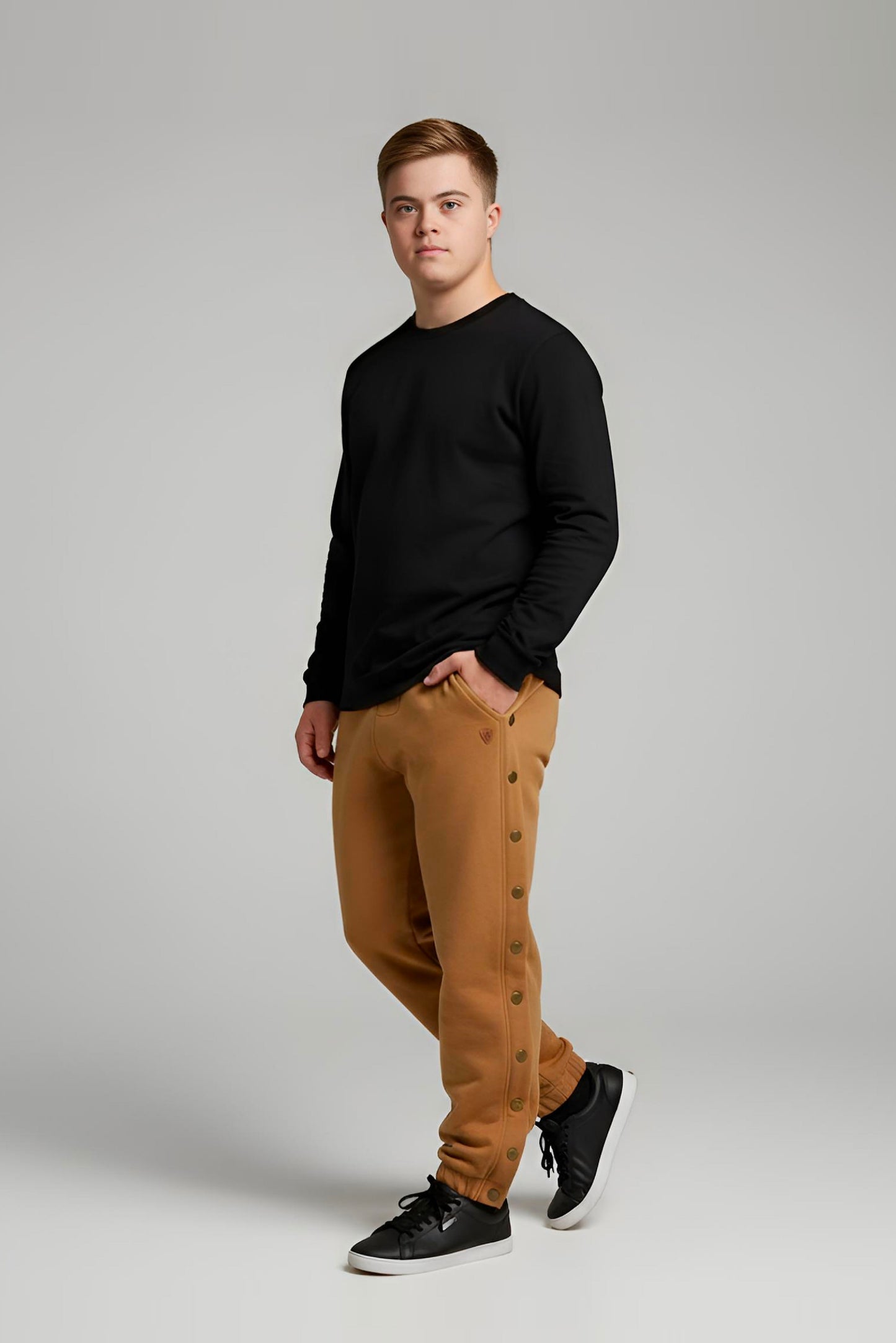 Adaptive Kids Jogger Sweatpants, Adjustable Elastic waist, Full Side Zipper for Easy Undressing