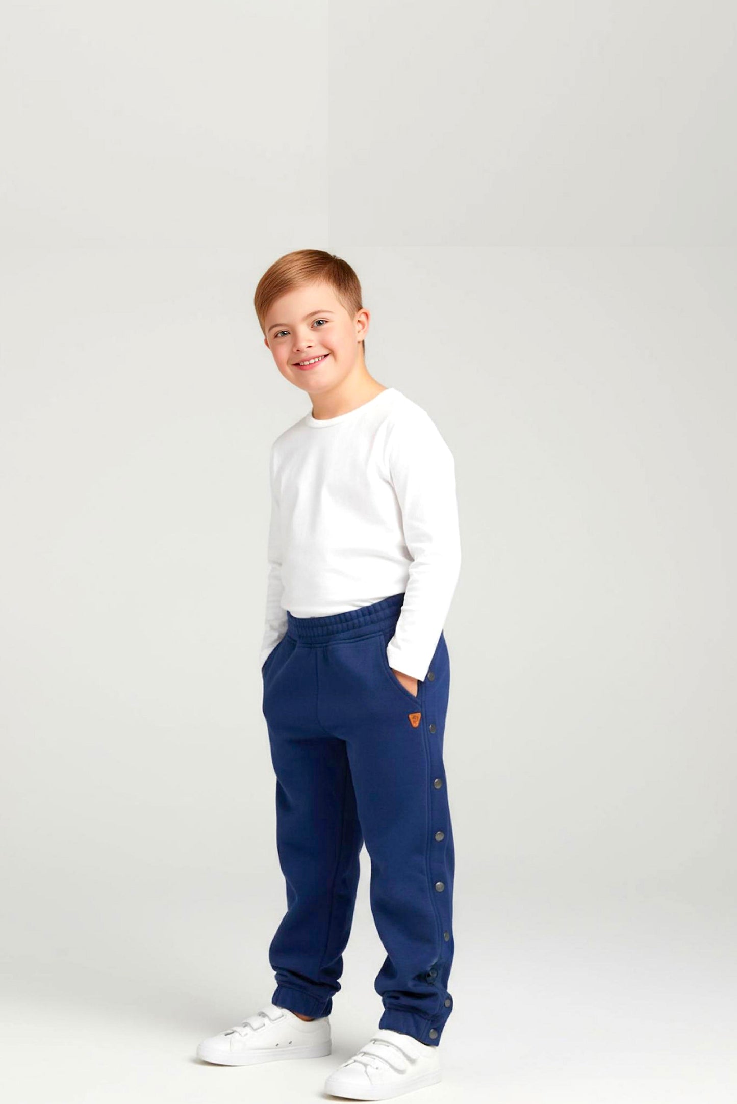 Adaptive Kids Jogger Sweatpants, Adjustable Elastic waist, Full Side Zipper for Easy Undressing