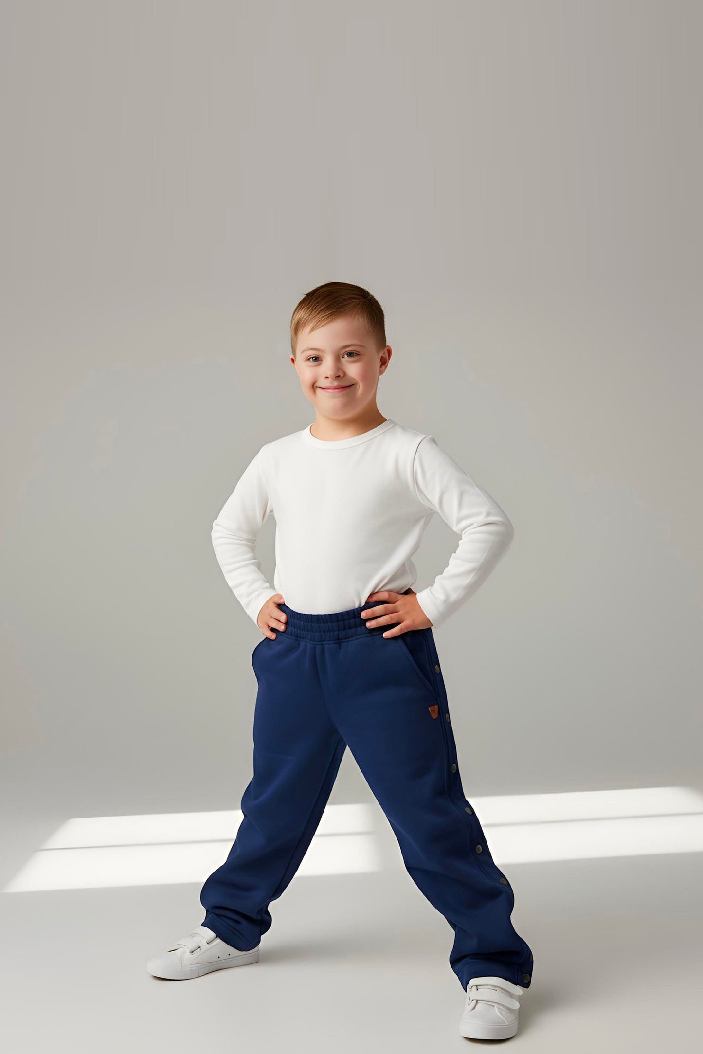 Adaptive Kids Jogger Sweatpants, Adjustable Elastic waist, Full Side Zipper for Easy Undressing