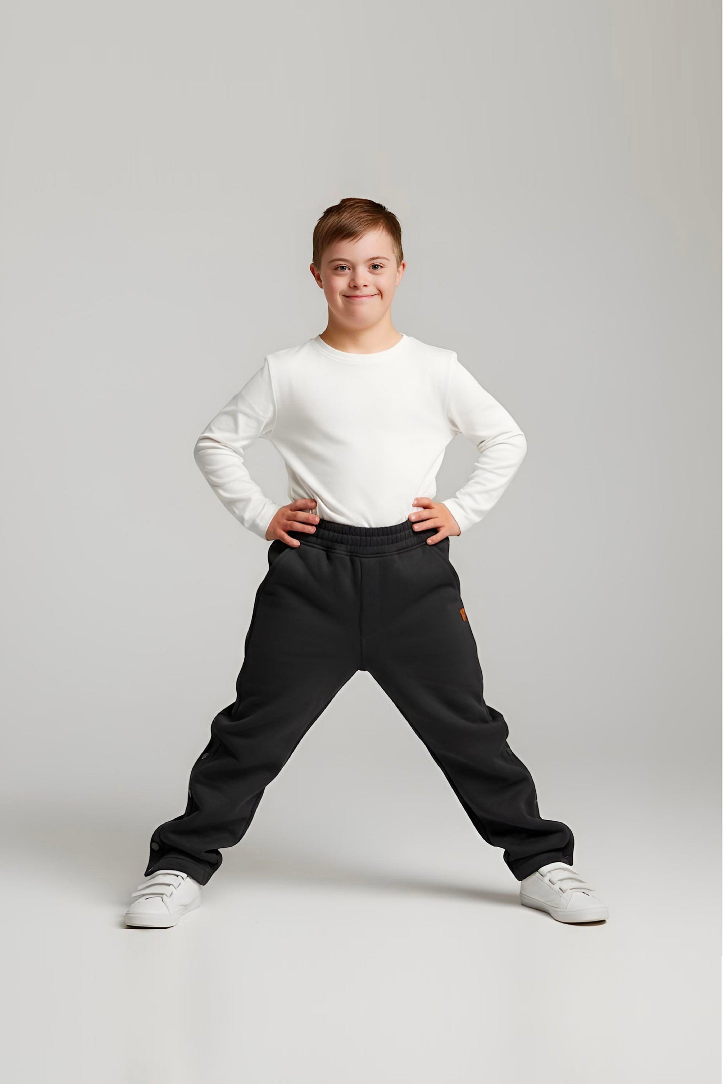 Adaptive Kids Jogger Sweatpants, Adjustable Elastic waist, Full Side Zipper for Easy Undressing