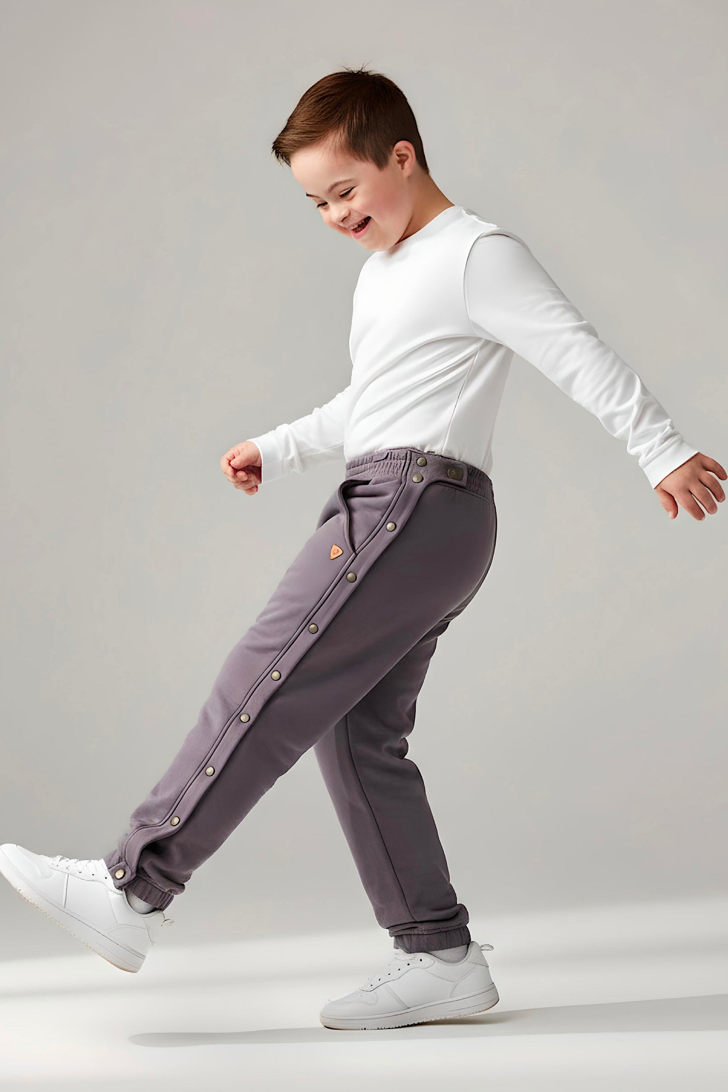 Adaptive Kids Jogger Sweatpants, Adjustable Elastic waist, Full Side Zipper for Easy Undressing