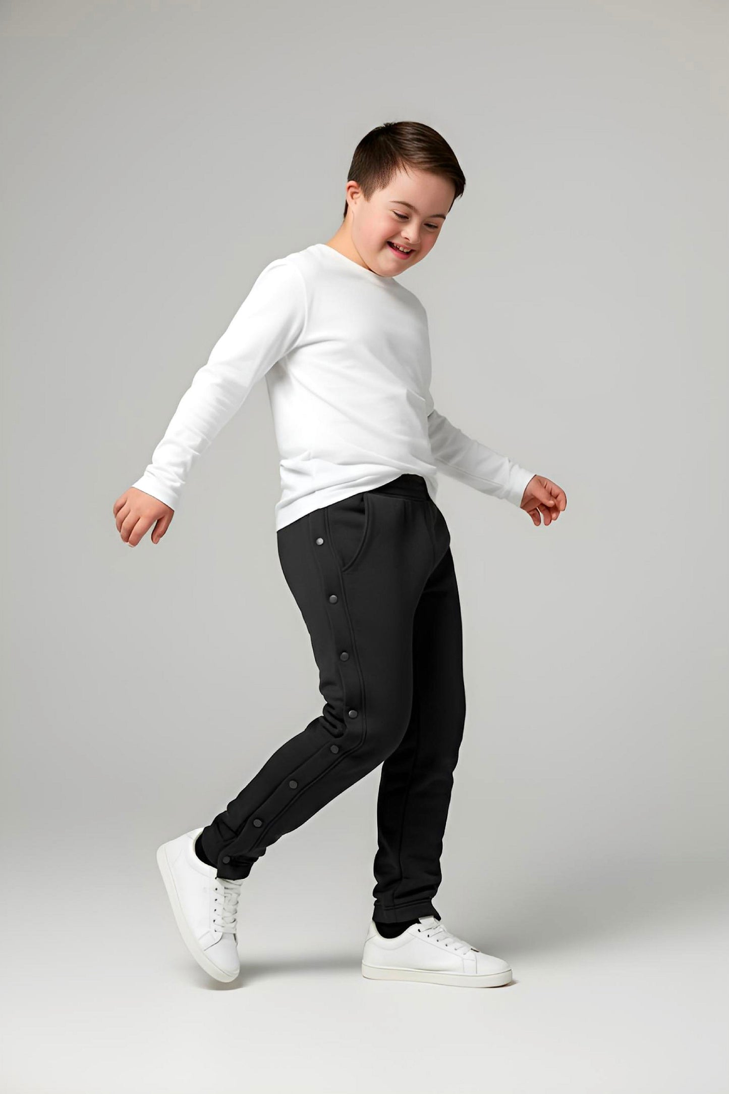 Adaptive Kids Jogger Sweatpants, Adjustable Elastic waist, Full Side Zipper for Easy Undressing
