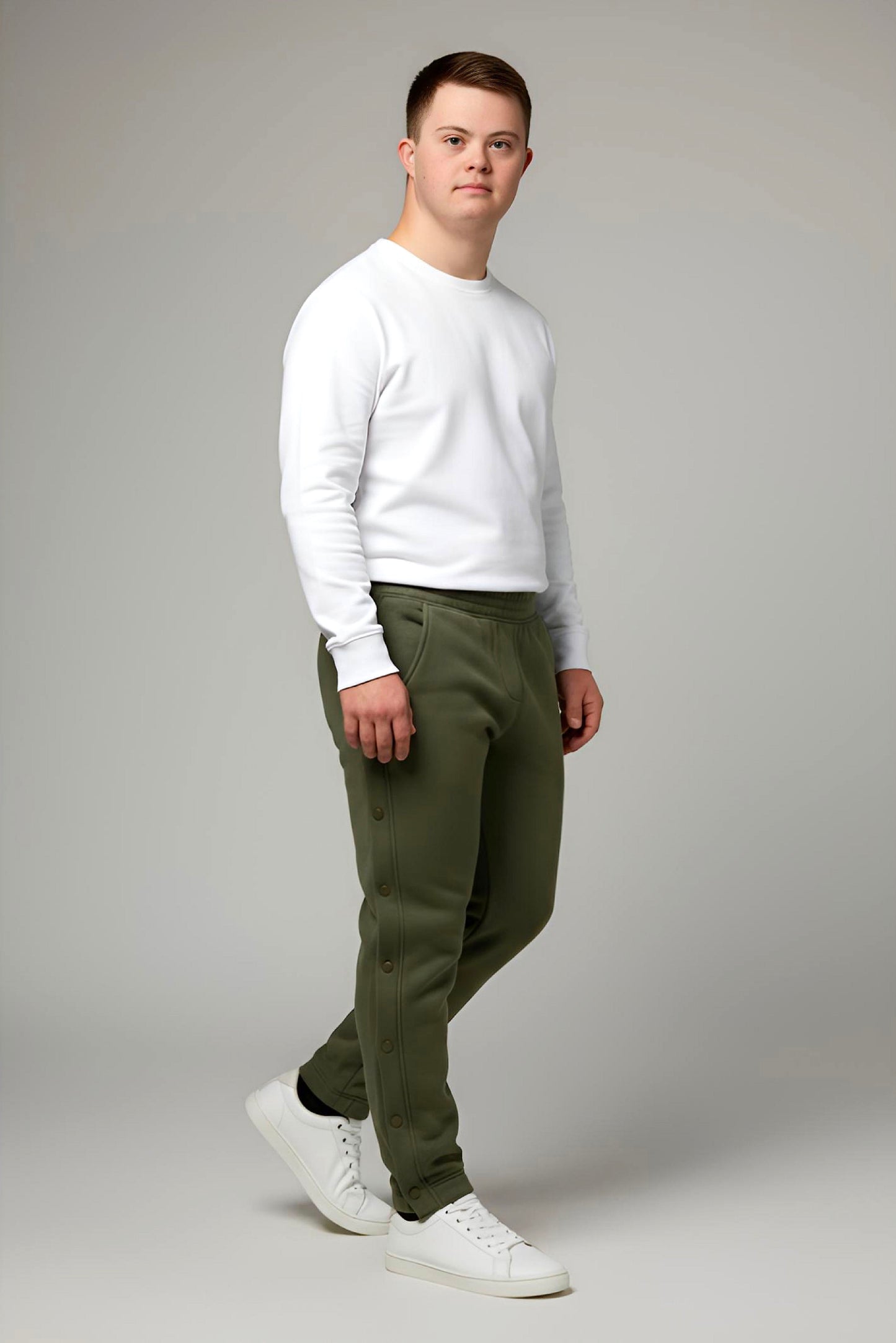 Adaptive Kids Jogger Sweatpants, Adjustable Elastic waist, Full Side Zipper for Easy Undressing