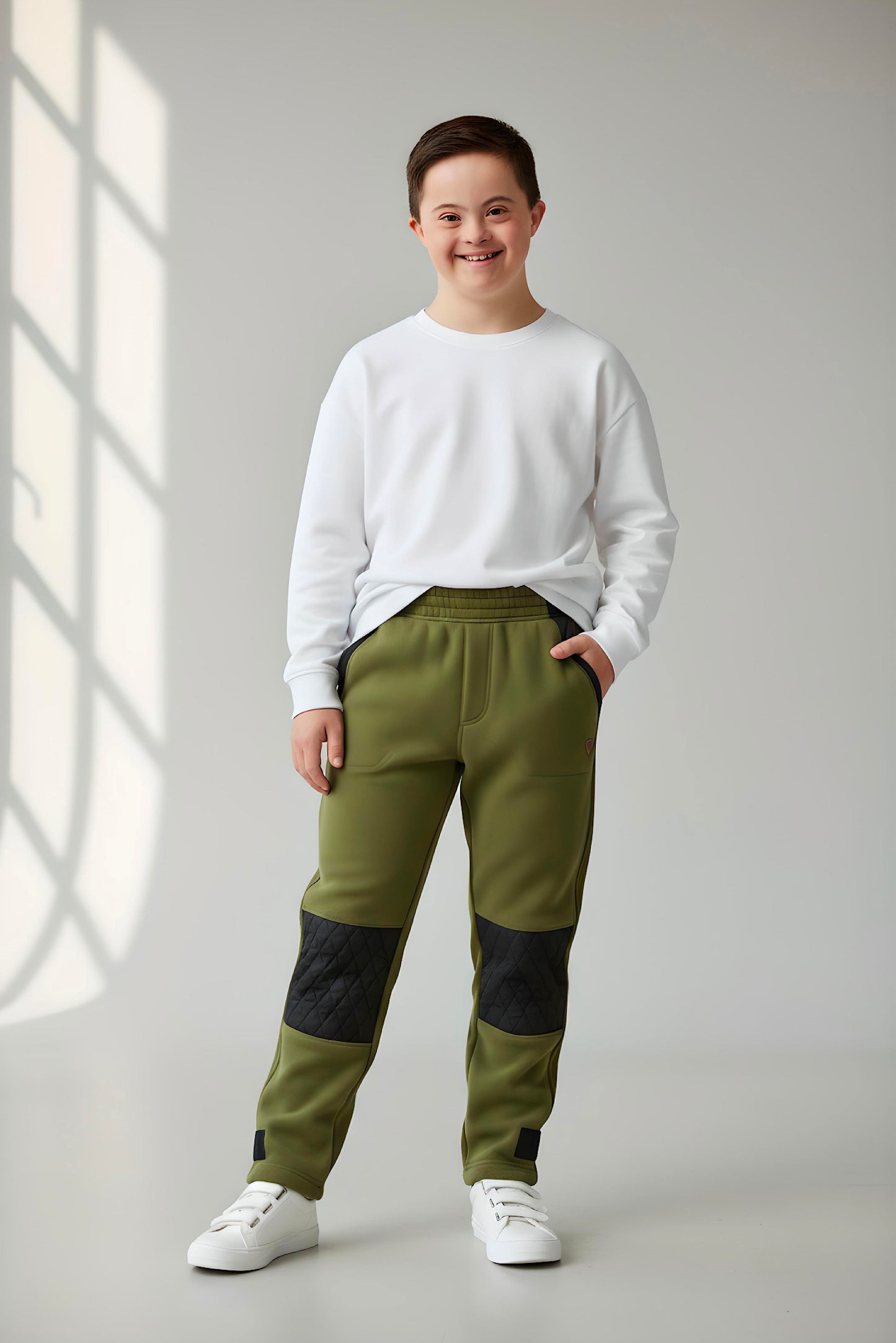Adaptive Kids Polar Pants, Adjustable Waist, Knee Insert & Full Zipper for Easy Undressing