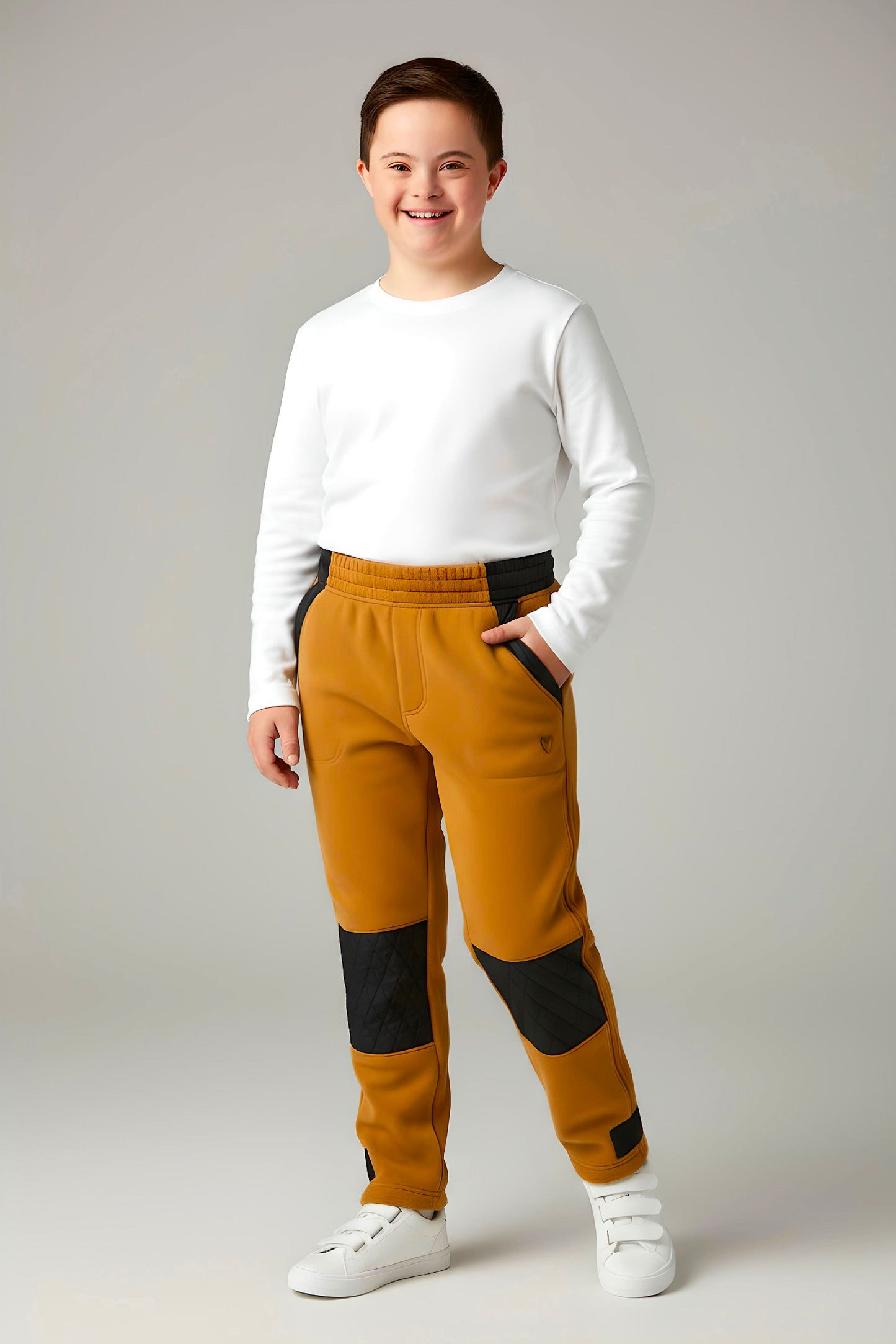 Adaptive Kids Polar Pants, Adjustable Waist, Knee Insert & Full Zipper for Easy Undressing