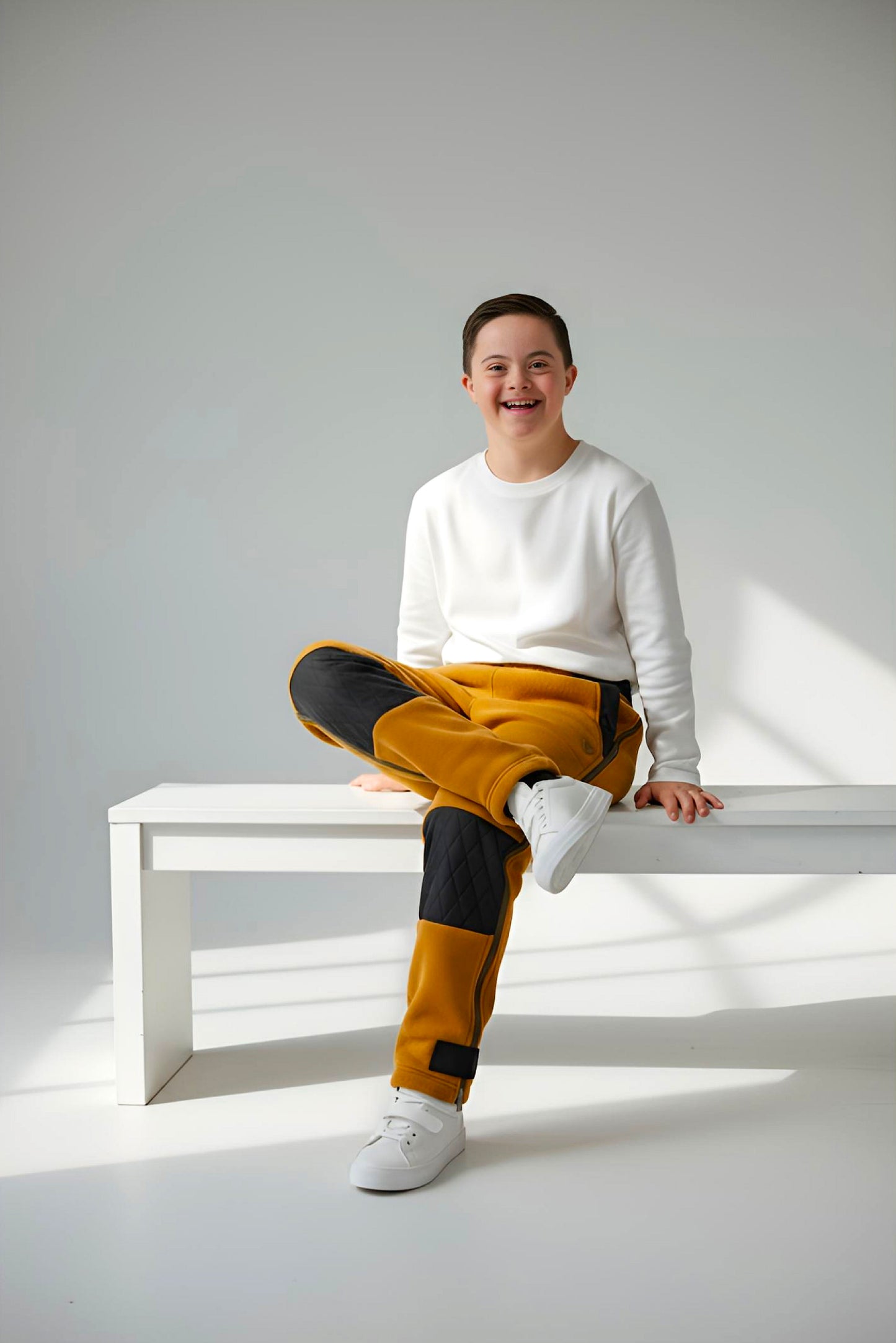 Adaptive Kids Polar Pants, Adjustable Waist, Knee Insert & Full Zipper for Easy Undressing