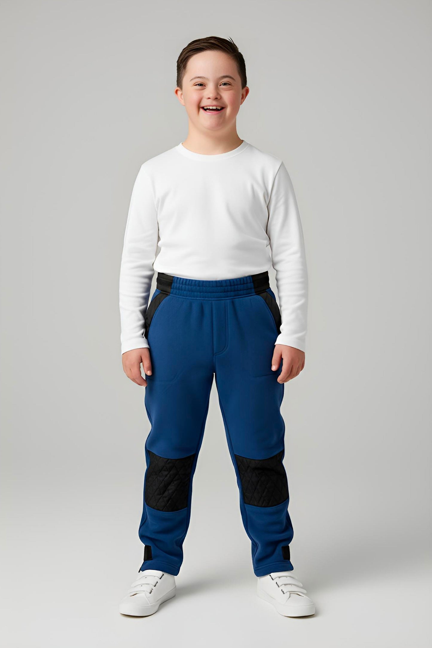 Adaptive Kids Polar Pants, Adjustable Waist, Knee Insert & Full Zipper for Easy Undressing