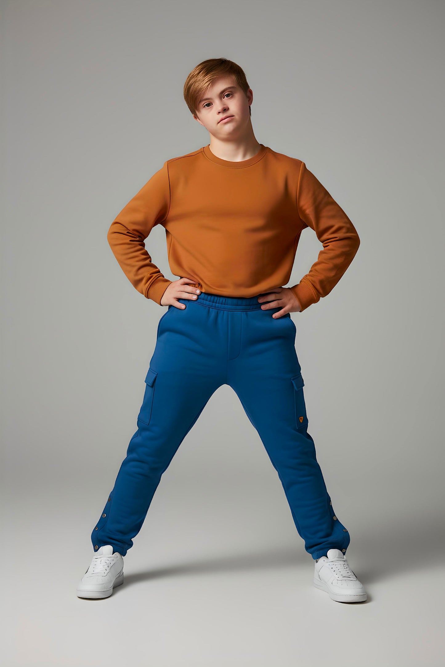 Adaptive Kids Cargo Joggers: Adjustable Elastic Waist & Side Zipper for Easy Undressing