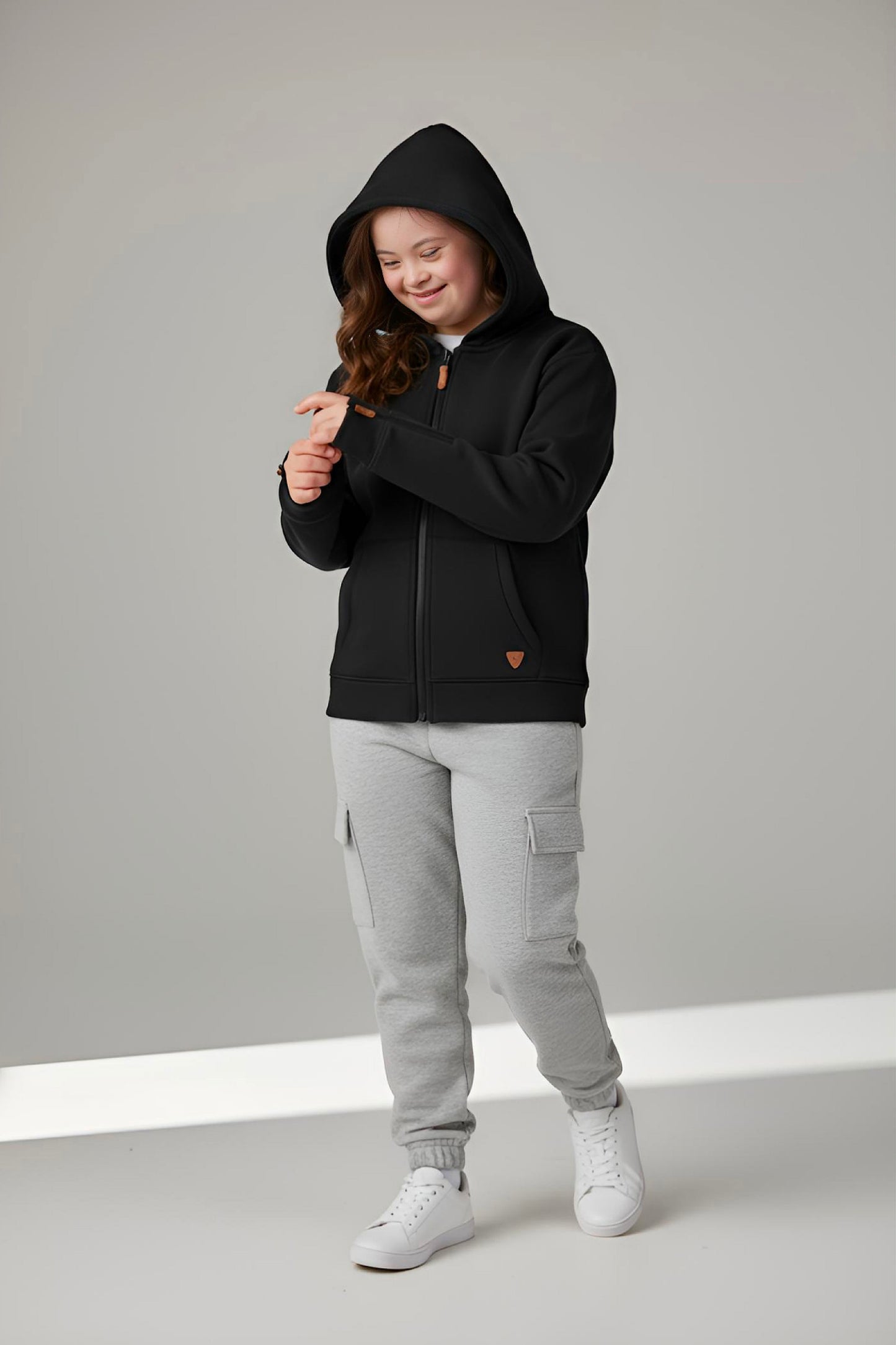 Adaptive Kids Hoodie: Front Magnetic Zipper and Easy-Undressing Sleeves
