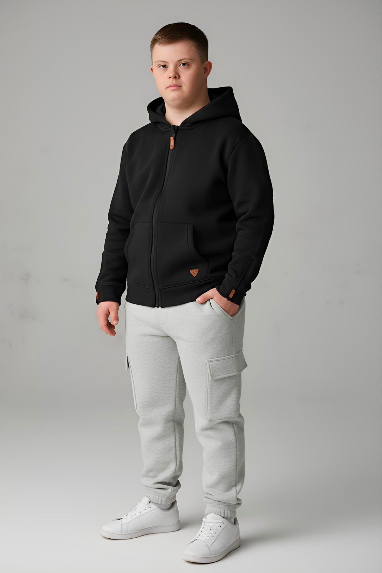 Adaptive Kids Hoodie: Front Magnetic Zipper and Easy-Undressing Sleeves
