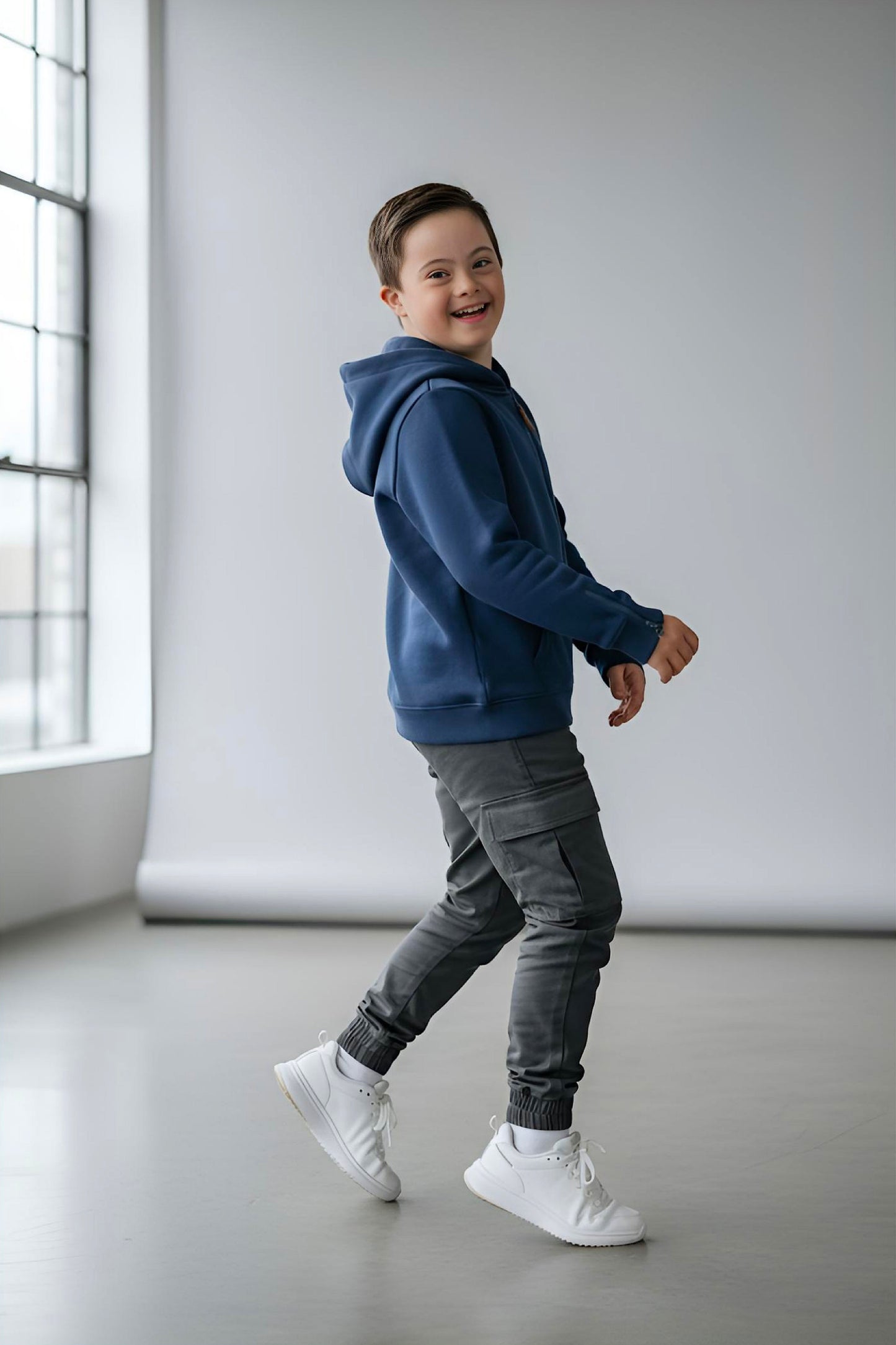 Adaptive Kids Hoodie: Front Magnetic Zipper and Easy-Undressing Sleeves