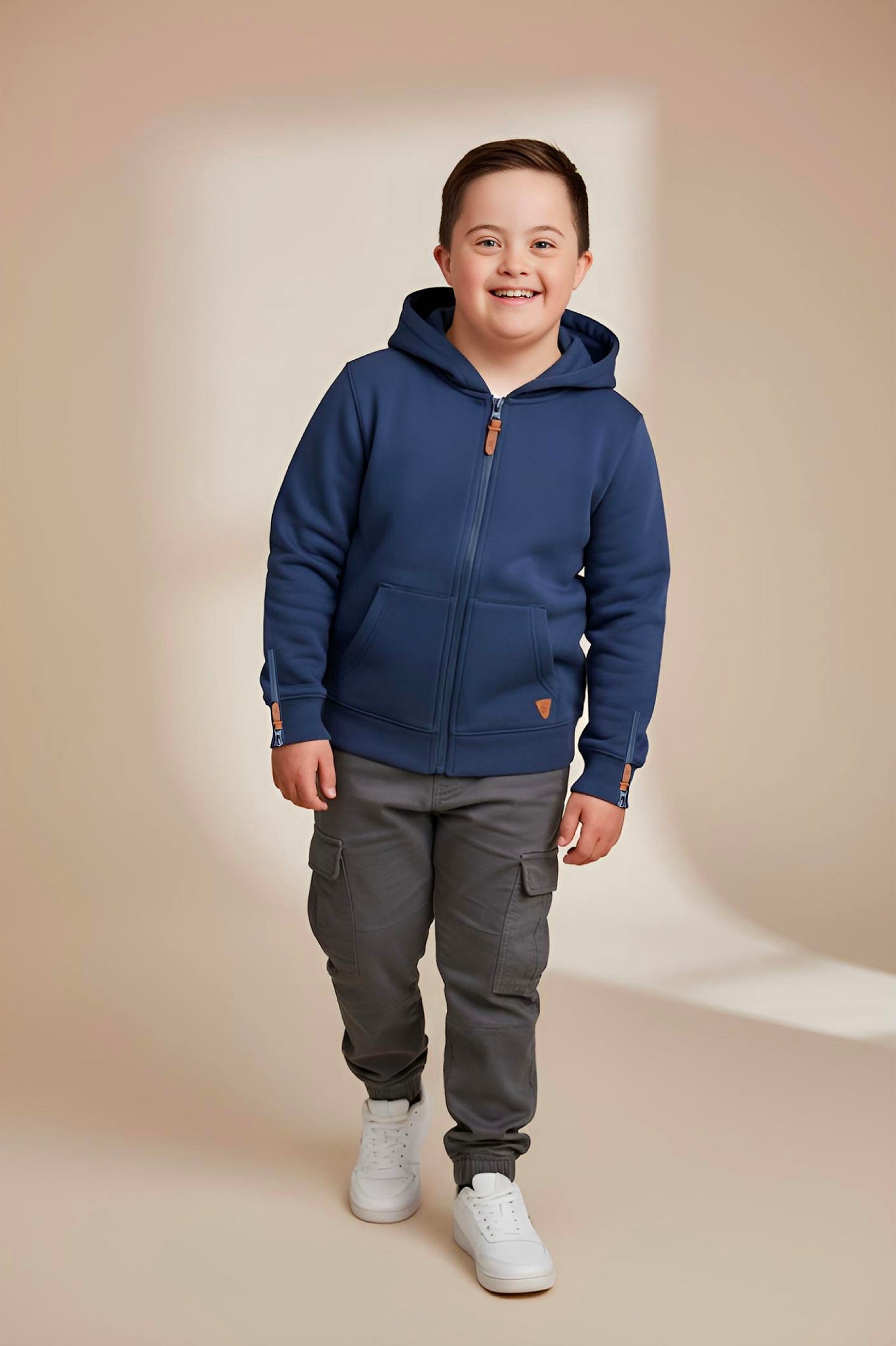 Adaptive Kids Hoodie: Front Magnetic Zipper and Easy-Undressing Sleeves