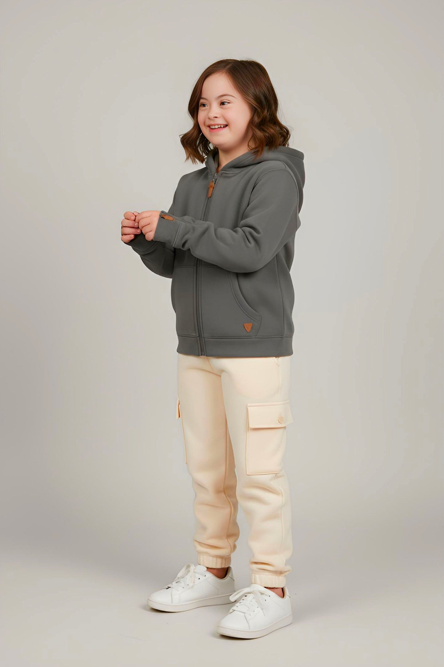 Adaptive Kids Hoodie: Front Magnetic Zipper and Easy-Undressing Sleeves