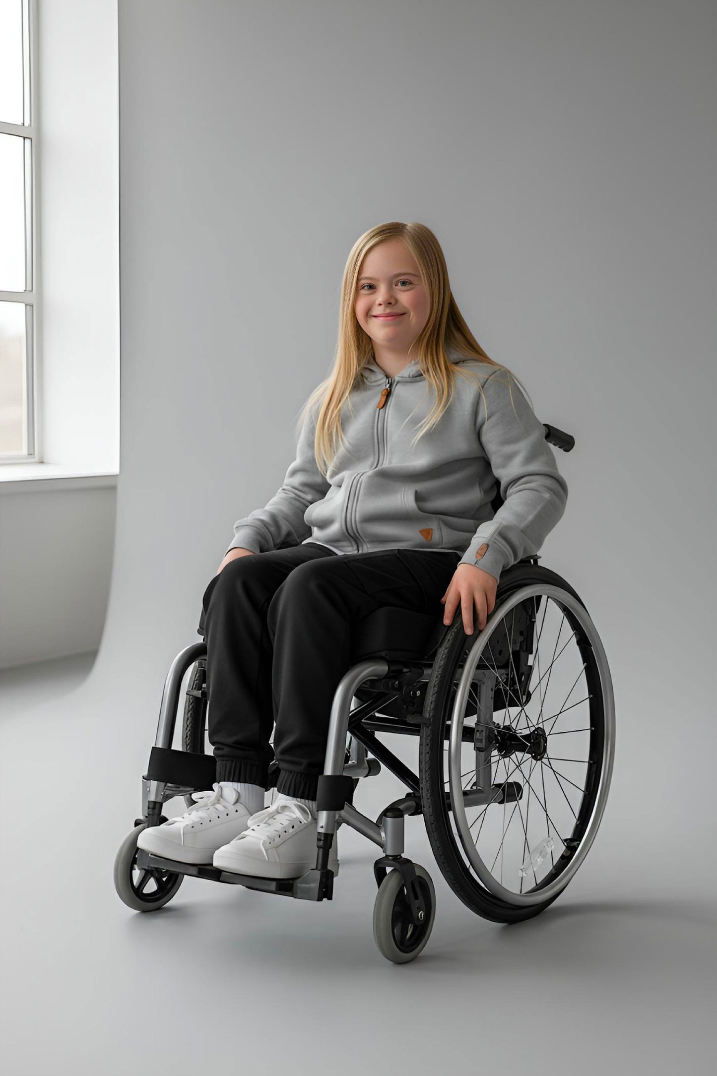 Adaptive Kids Hoodie: Front Magnetic Zipper and Easy-Undressing Sleeves