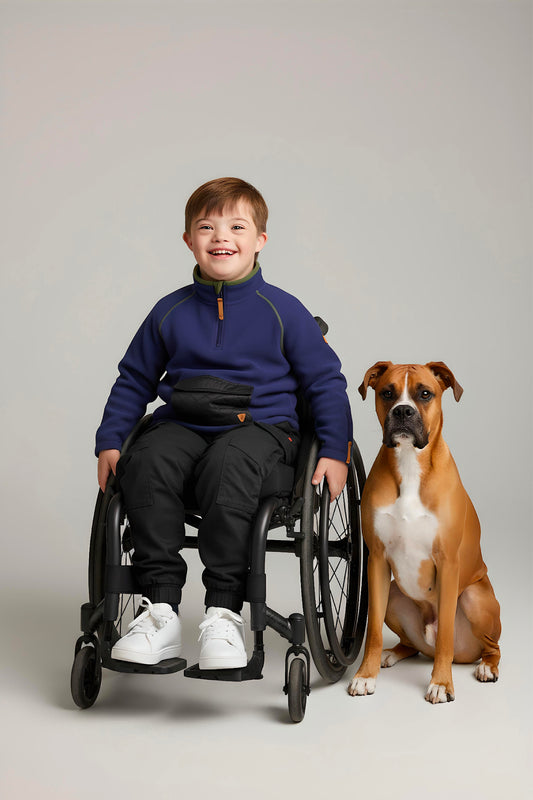 Adaptive Kids Pullover: Front Zipper, Cargo Pocket, Easy-Undressing Sleeves