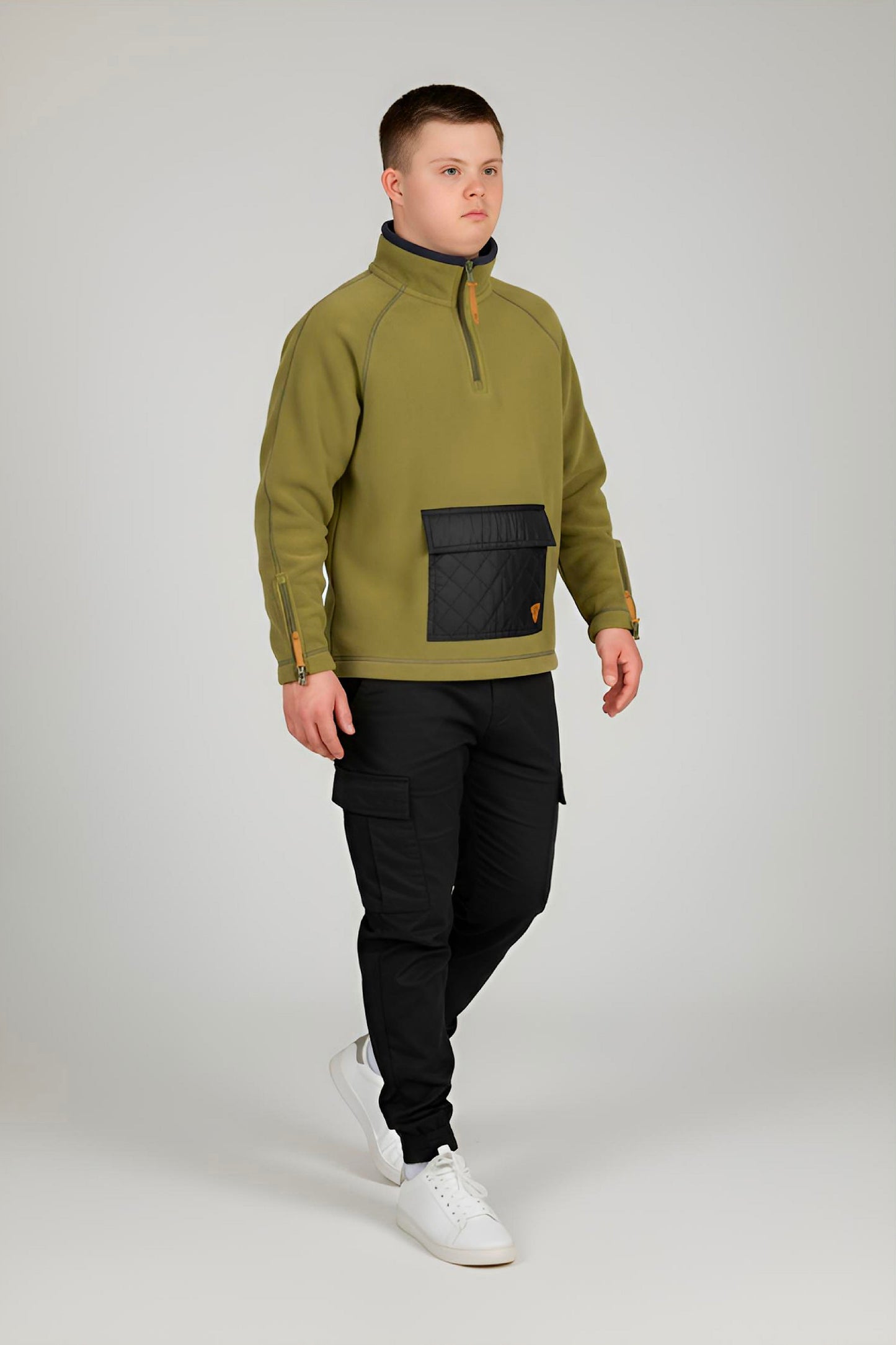 Adaptive Kids Pullover: Front Zipper, Cargo Pocket, Easy-Undressing Sleeves