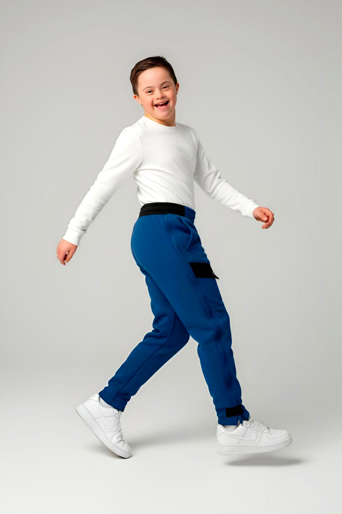 Adaptive Kids Polar Pants: Adjustable Waist, Full Side Zipper for Easy Undressing