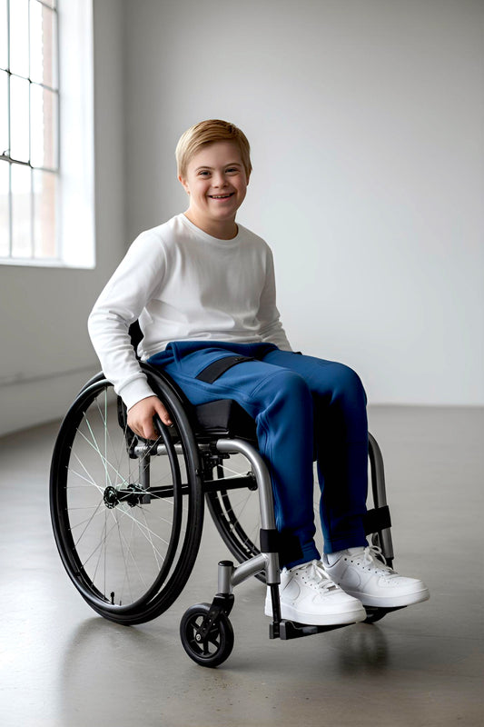Adaptive Kids Polar Pants: Adjustable Waist, Full Side Zipper for Easy Undressing
