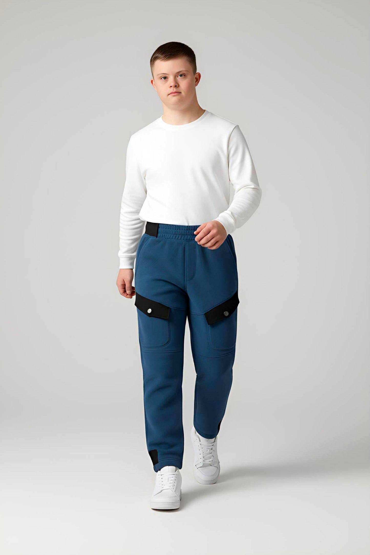 Adaptive Kids Polar Pants: Adjustable Waist, Full Side Zipper for Easy Undressing