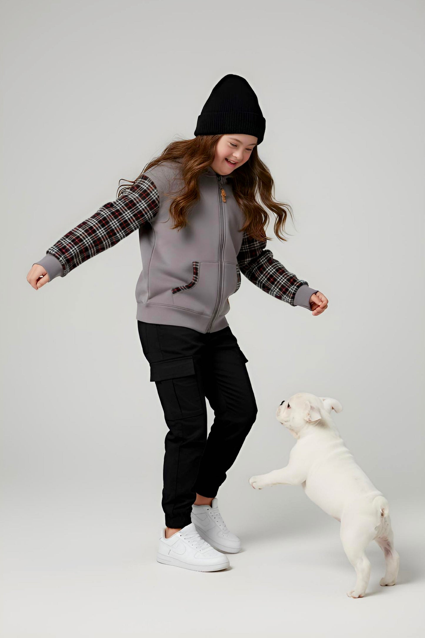 Adaptive Kids Hoodie with Cargo Pocket & Magnetic Zipper for Easy Undressing