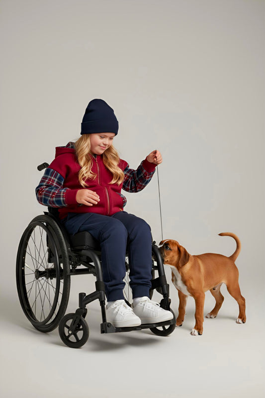 Adaptive Kids Hoodie with Cargo Pocket & Magnetic Zipper for Easy Undressing