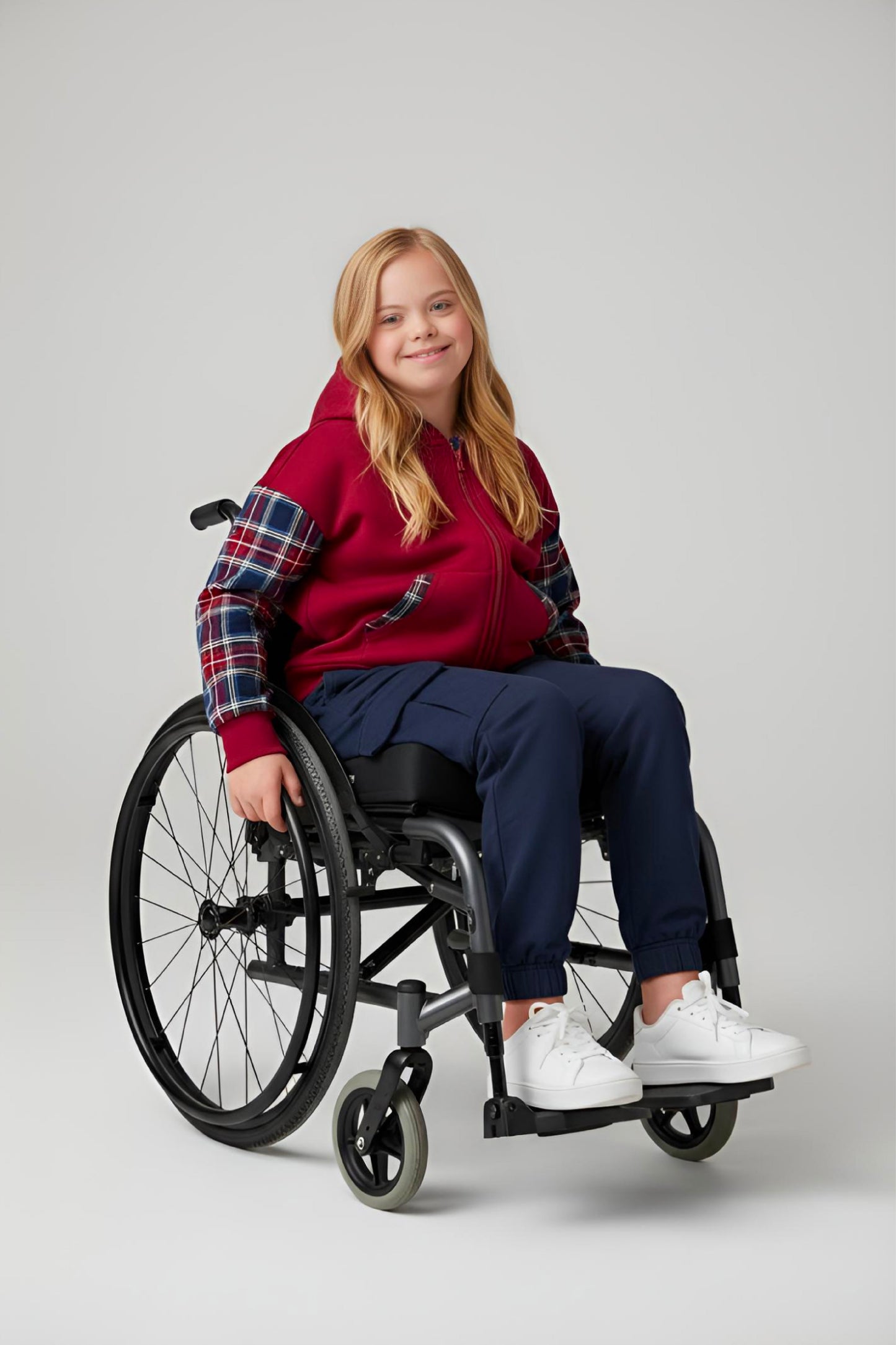 Adaptive Kids Hoodie with Cargo Pocket & Magnetic Zipper for Easy Undressing