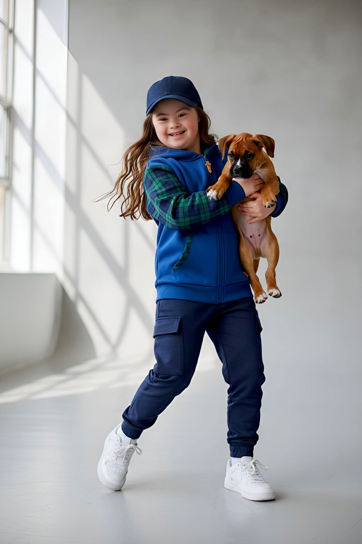 Adaptive Kids Hoodie with Cargo Pocket & Magnetic Zipper for Easy Undressing