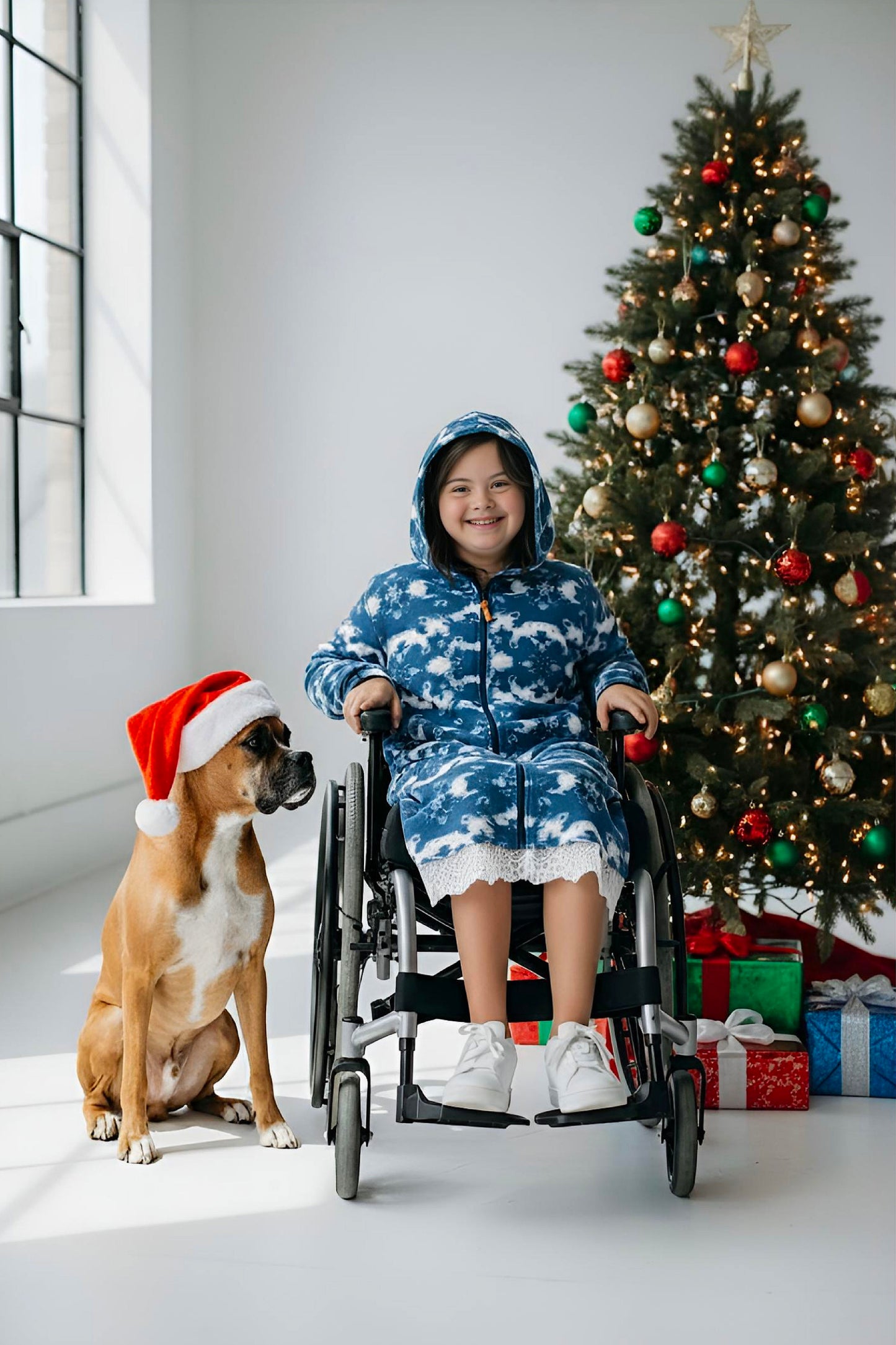 Adaptive Kids Tie-Dye Hoodie Sweatshirt Dress, Front Full Zipper and Easy-Undressing Sleeves