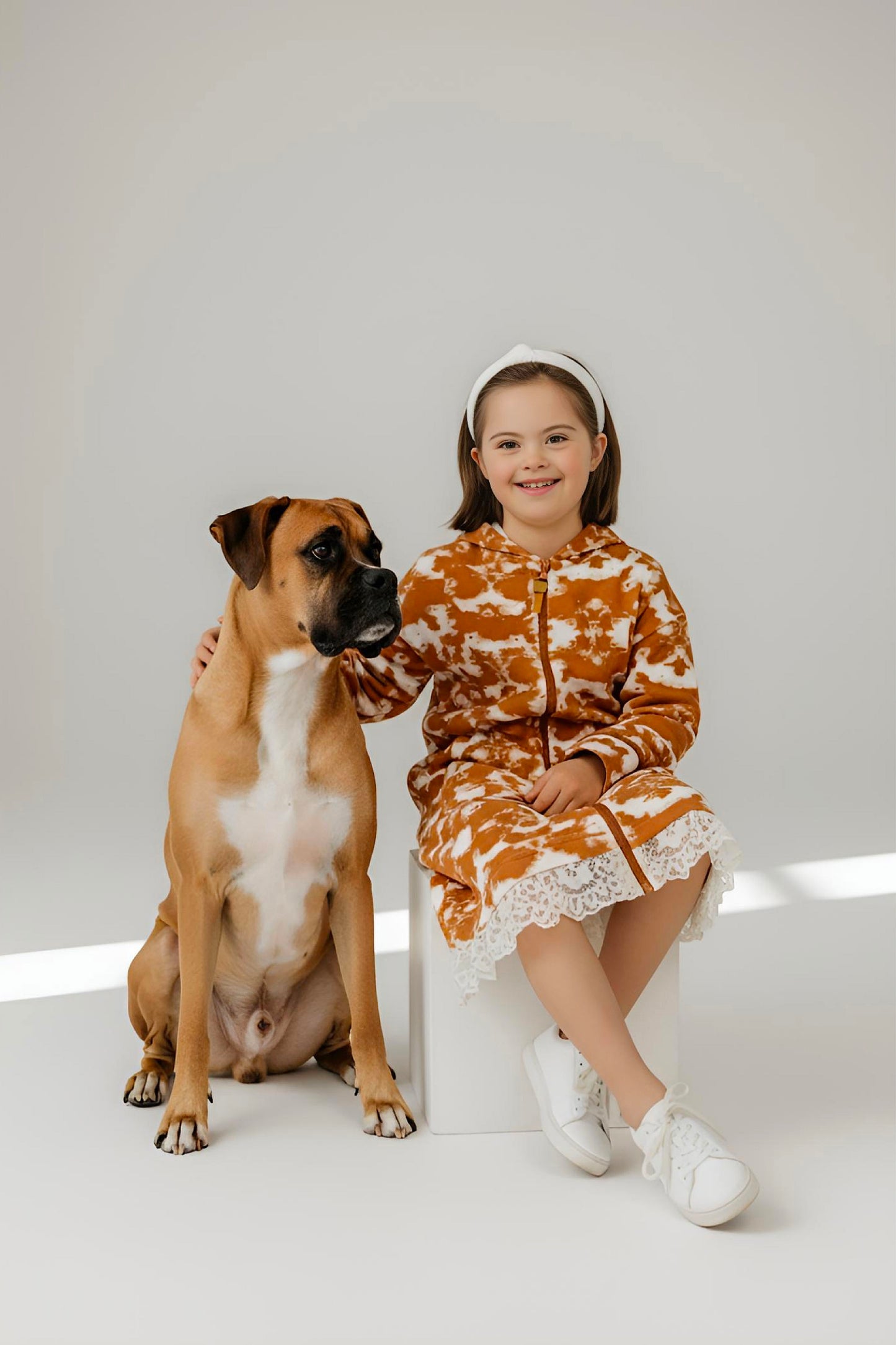 Adaptive Kids Tie-Dye Hoodie Sweatshirt Dress, Front Full Zipper and Easy-Undressing Sleeves