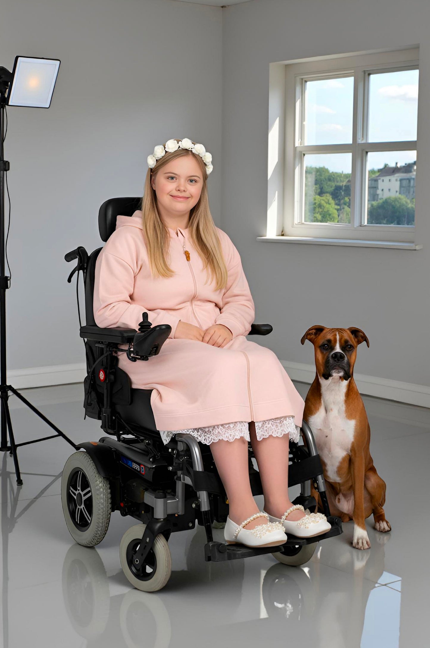 Adaptive Kids Sweatshirt Dress with Full Front Zipper and Easy-Undressing Sleeves