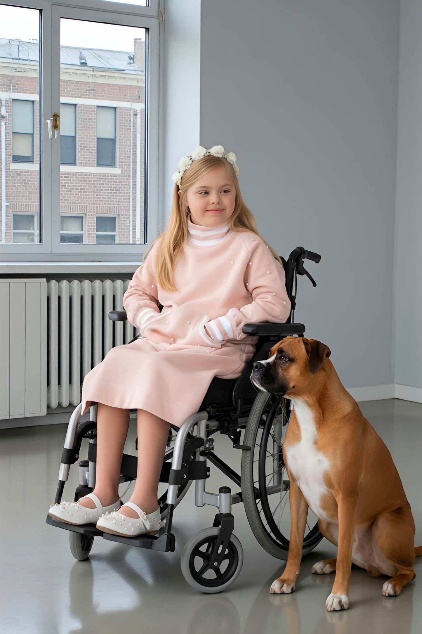 Adaptive Kids Classic Dress: Back Zipper, Front Cargo Pocket, Easy-Undressing Sleeves