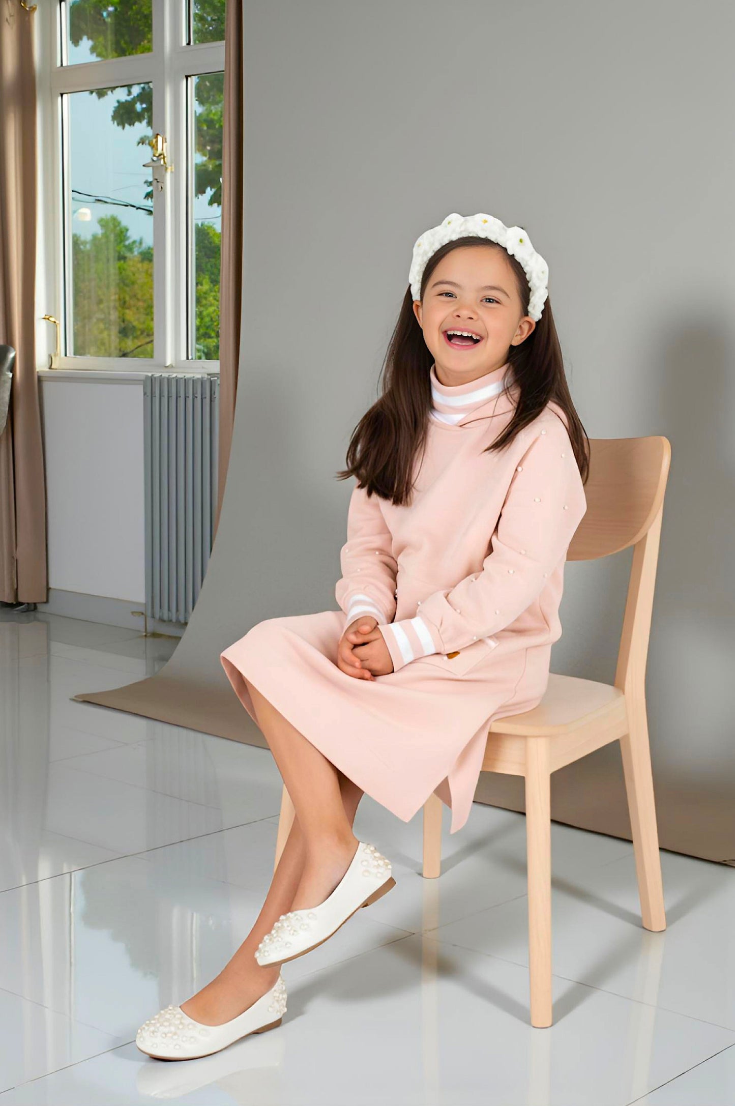 Adaptive Kids Classic Dress: Back Zipper, Front Cargo Pocket, Easy-Undressing Sleeves