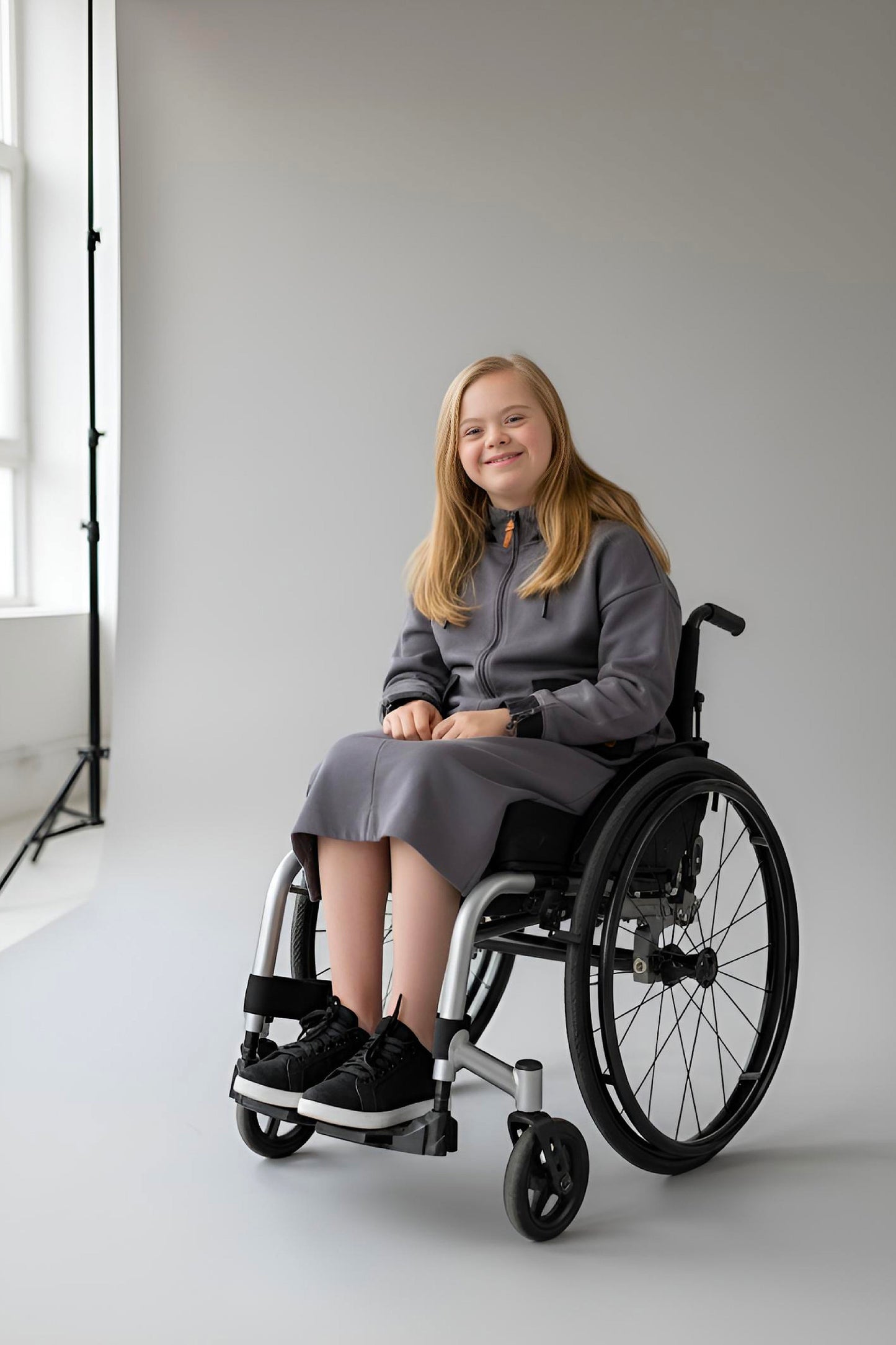 Adaptive Kids Hoodie Dress with Front Zipper & Easy-Undressing Sleeves