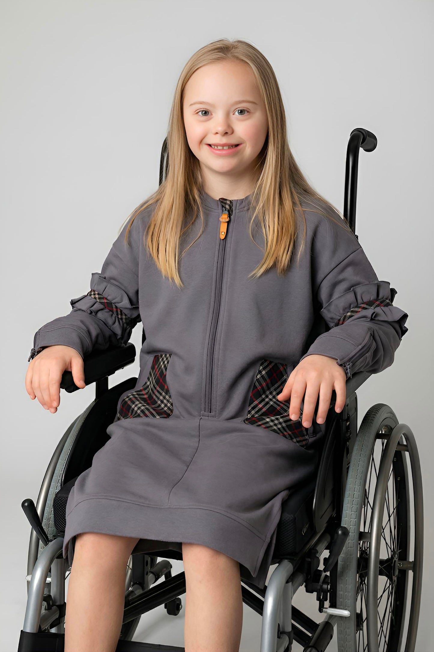 Adaptive Kids Fashion Dress: Front Long Zipper, Sleeve Easy Undressing