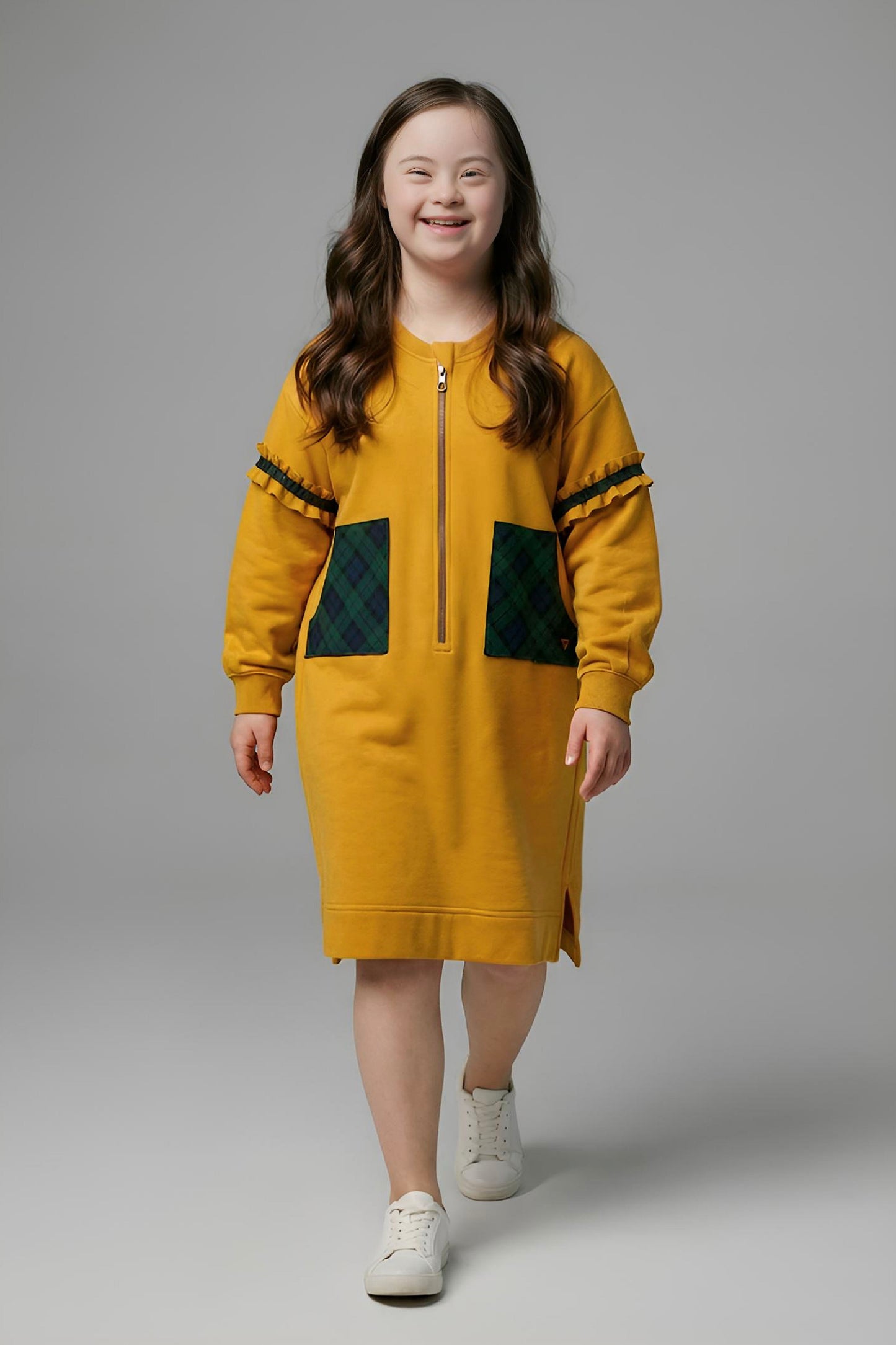 Adaptive Kids Fashion Dress: Front Long Zipper, Sleeve Easy Undressing