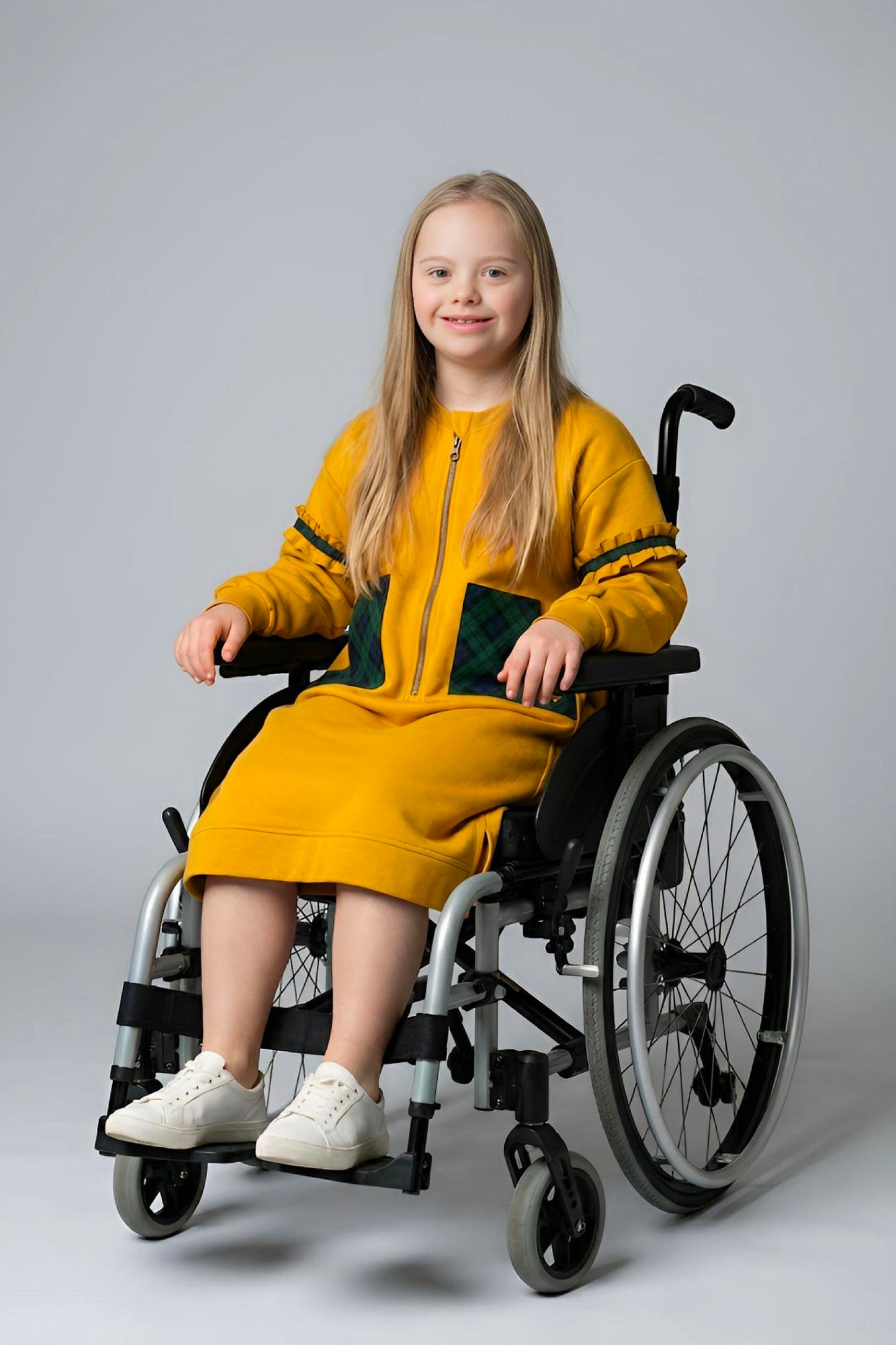 Adaptive Kids Fashion Dress: Front Long Zipper, Sleeve Easy Undressing