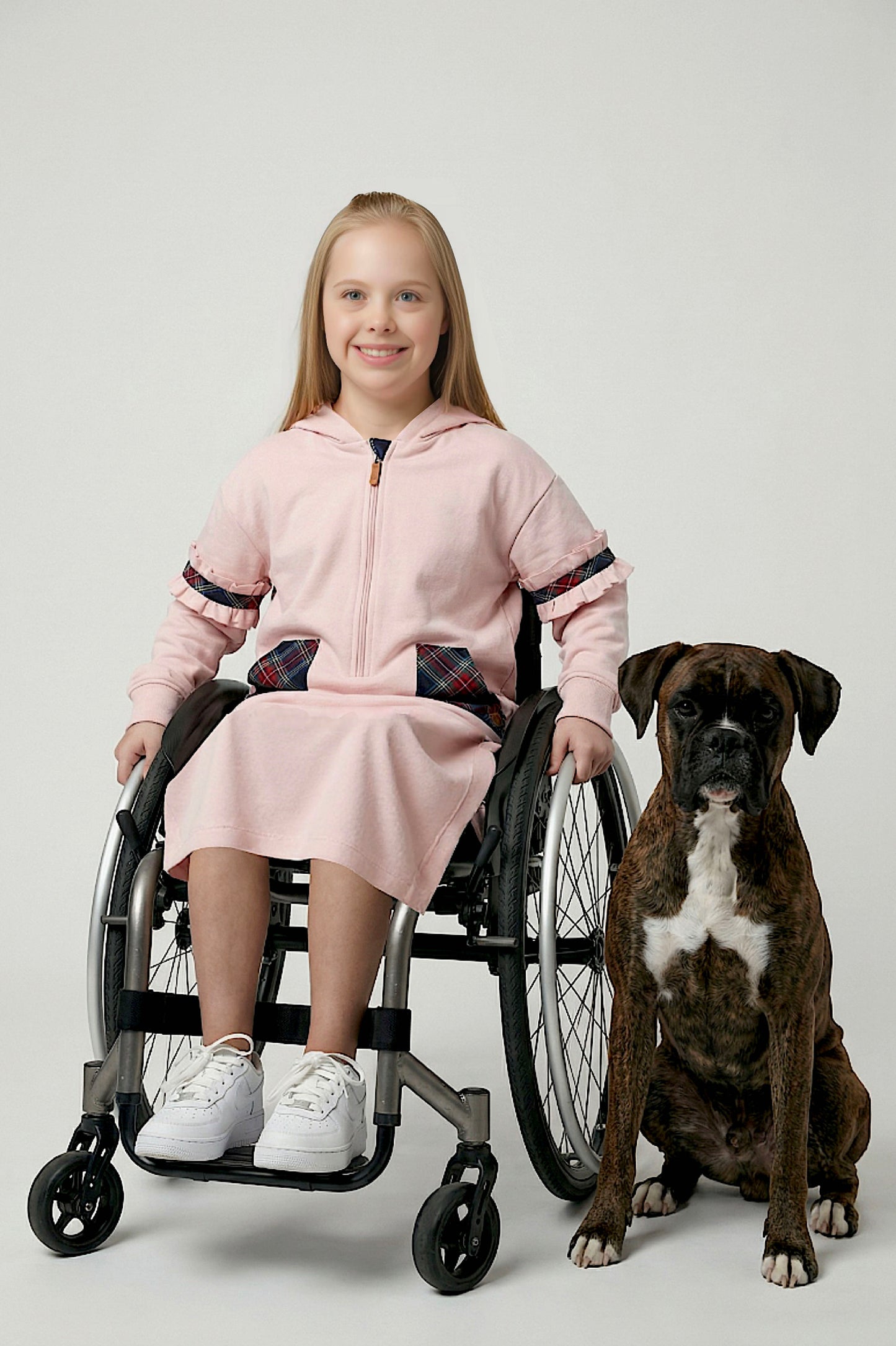 Adaptive Kids Fashion Dress: Front Long Zipper, Sleeve Easy Undressing