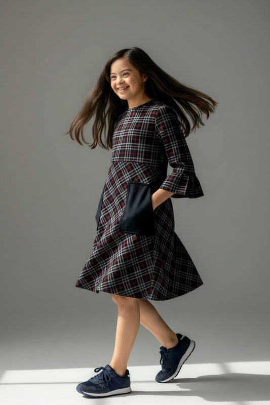 Kids Adaptive Stretch Woven Dress, Back Zipper & Sleeve Easy Undressing