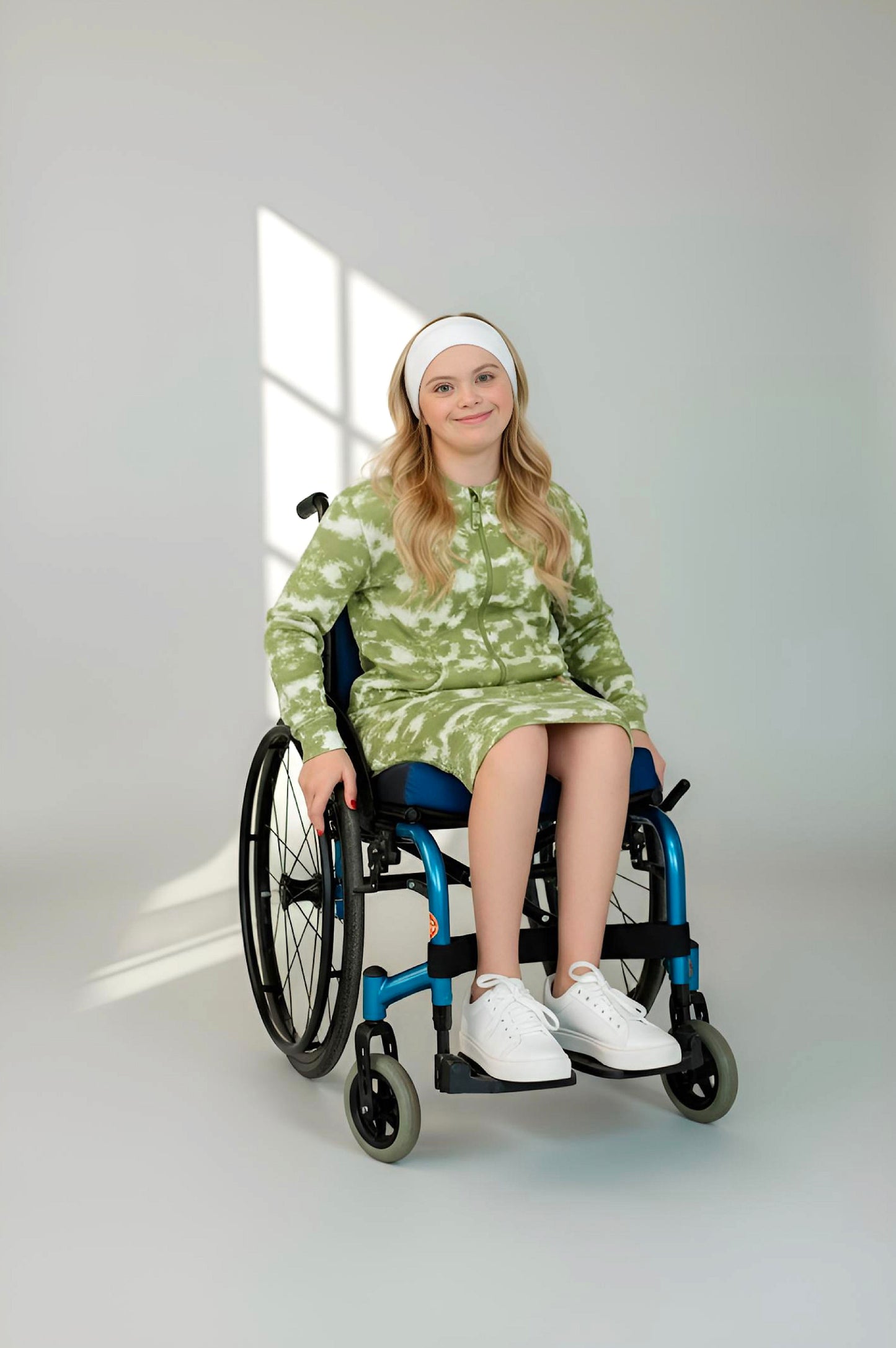 Adaptive Kids Tie-Dye Sweatshirt Dress, Front Zipper and Easy-Undressing Sleeves