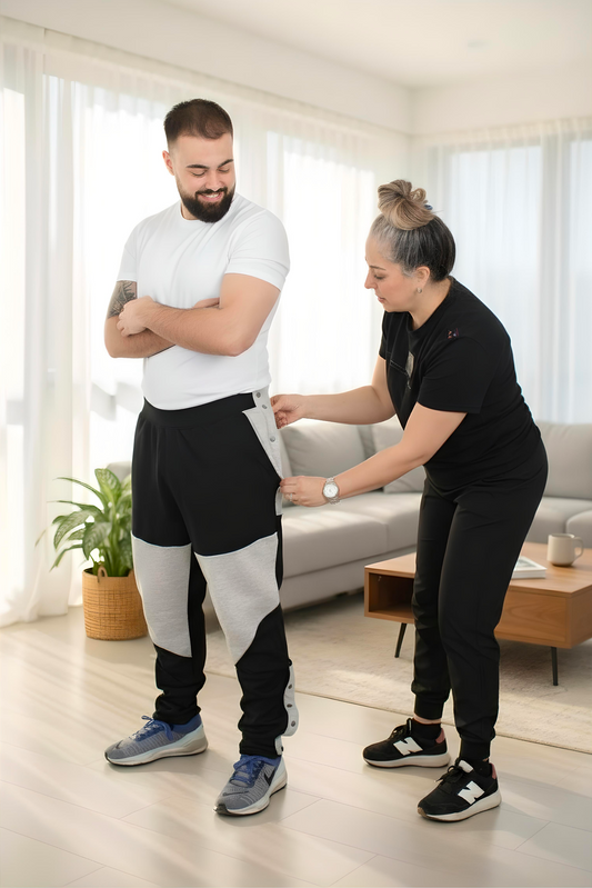 Men's Adaptive Clothing: Pant High-Quality Soft Fabric - Full Waistband Elastic, Side Zipper For Easy Undressing