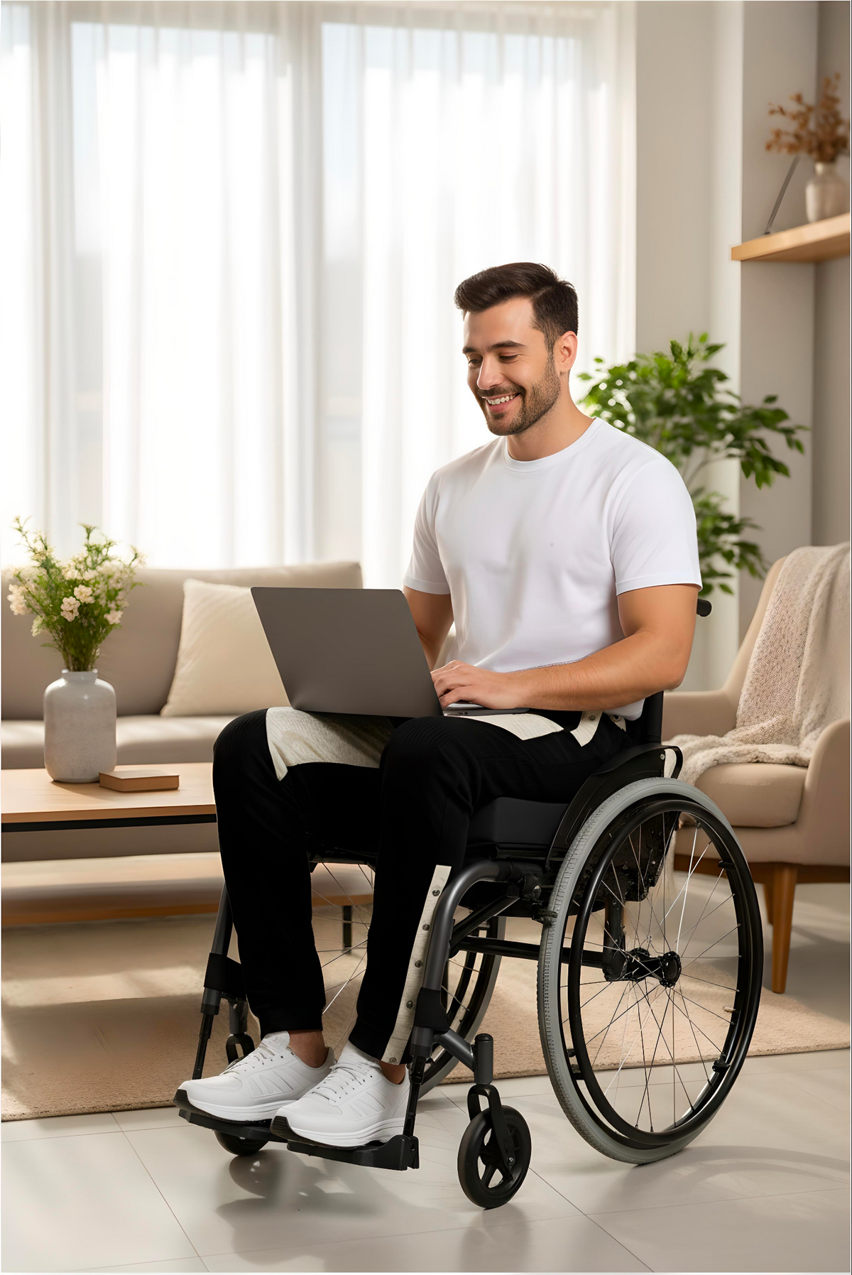 Men's Adaptive Clothing: Pant High-Quality Soft Fabric - Full Waistband Elastic, Side Zipper For Easy Undressing