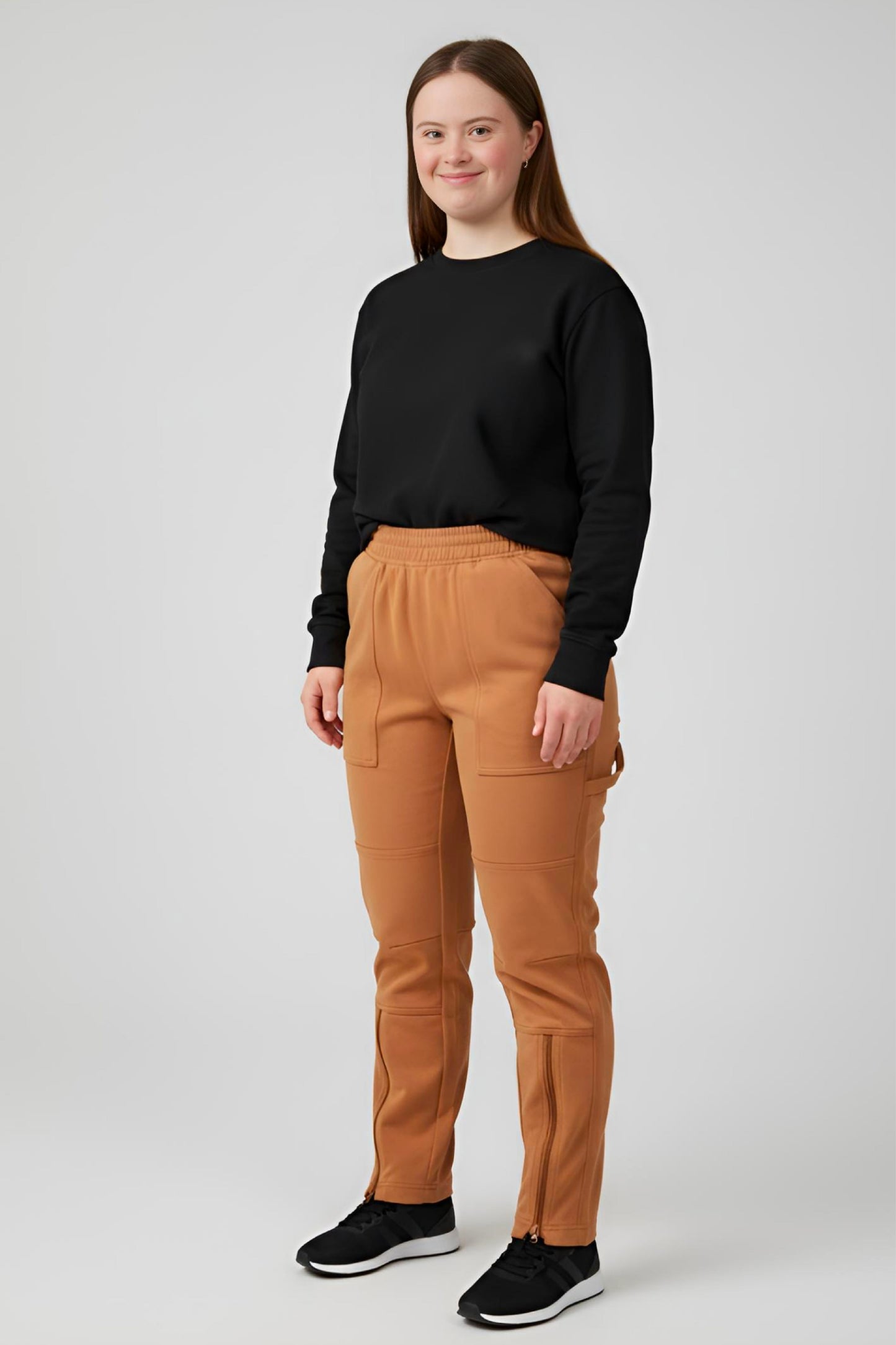 Women's Adaptive Clothing: Stretch Trousers Pant, Full Elastic Waistband, Side Zippers for Easy Undressing