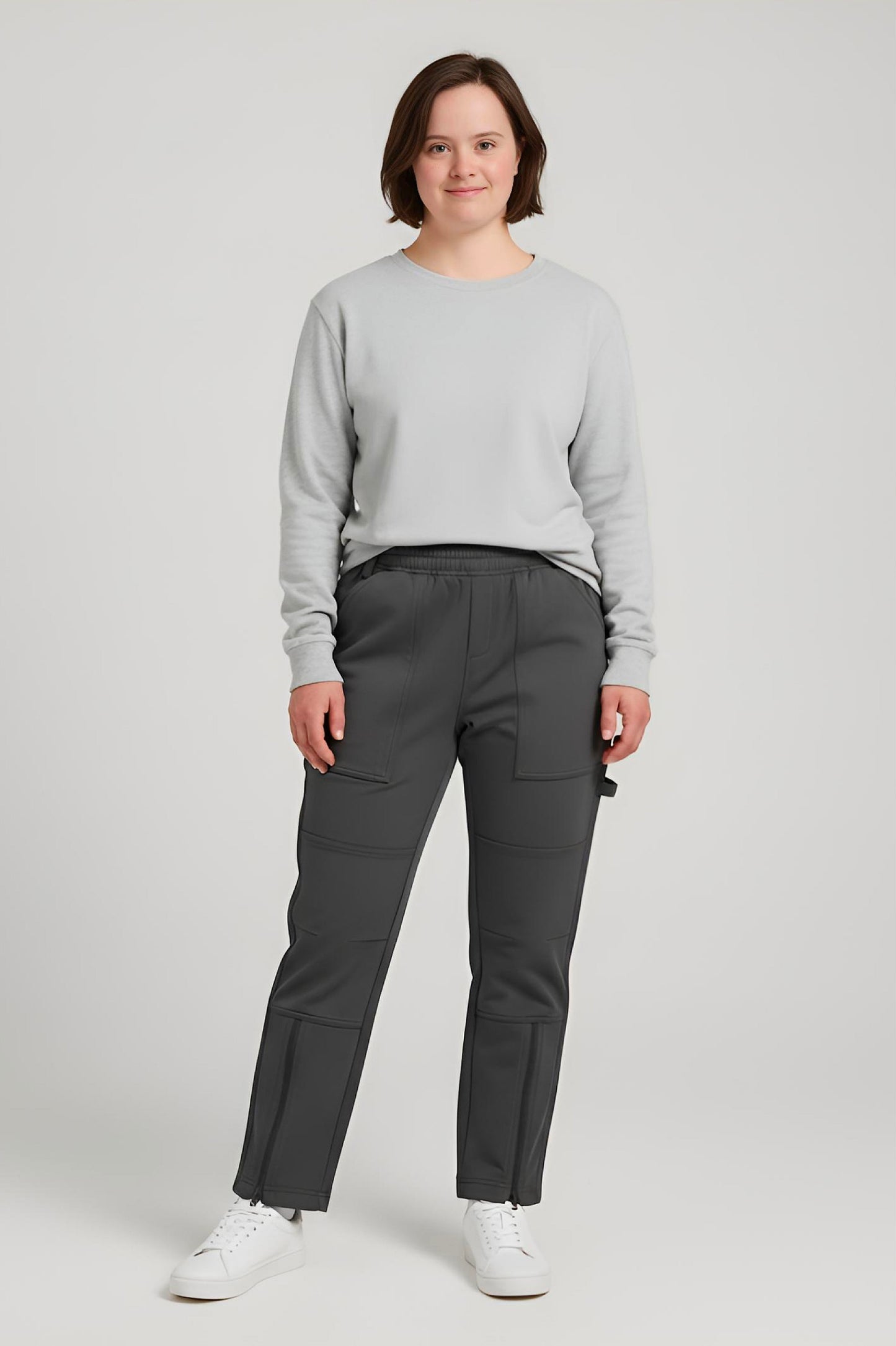 Women's Adaptive Clothing: Stretch Trousers Pant, Full Elastic Waistband, Side Zippers for Easy Undressing