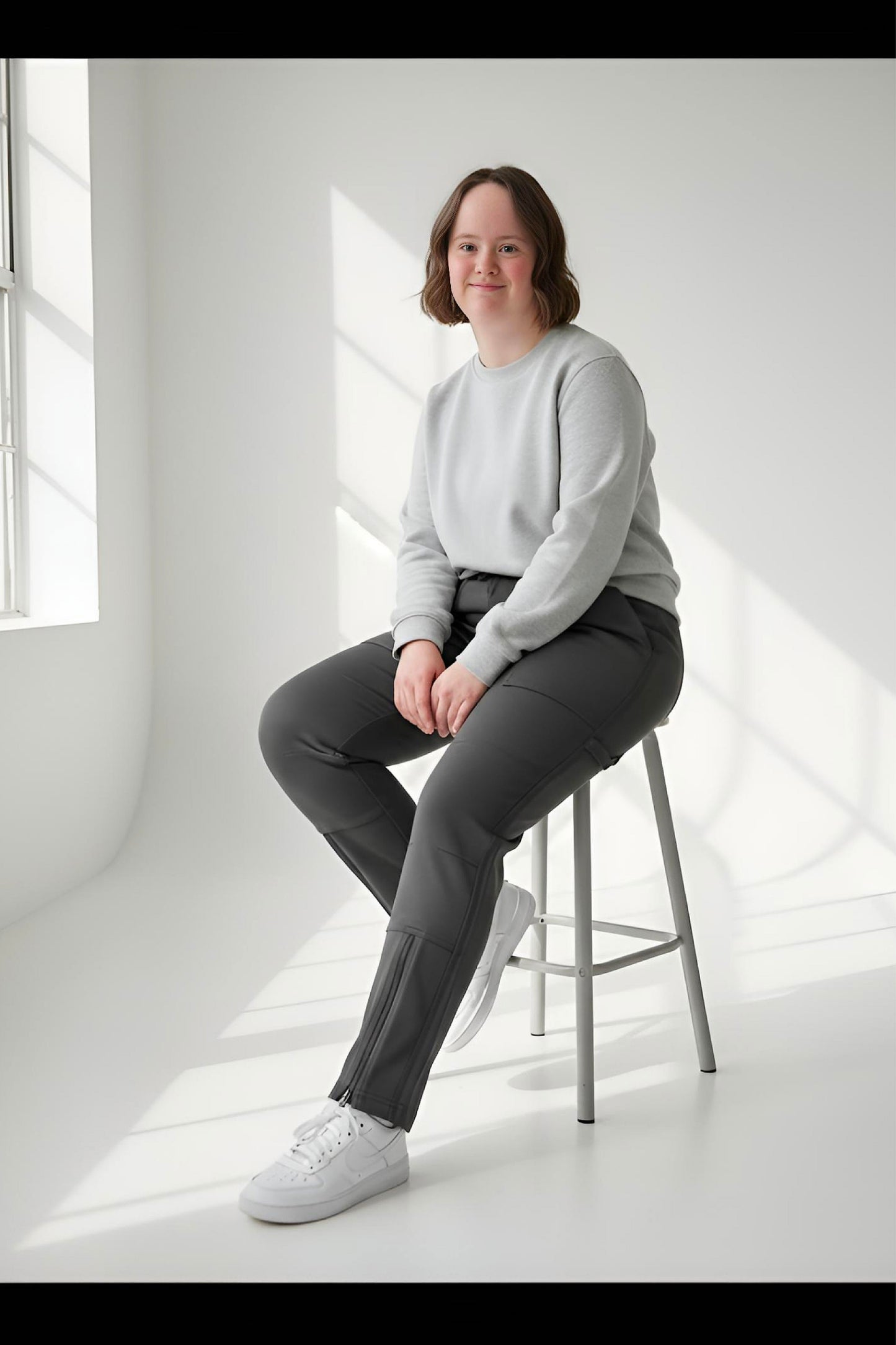 Women's Adaptive Clothing: Stretch Trousers Pant, Full Elastic Waistband, Side Zippers for Easy Undressing