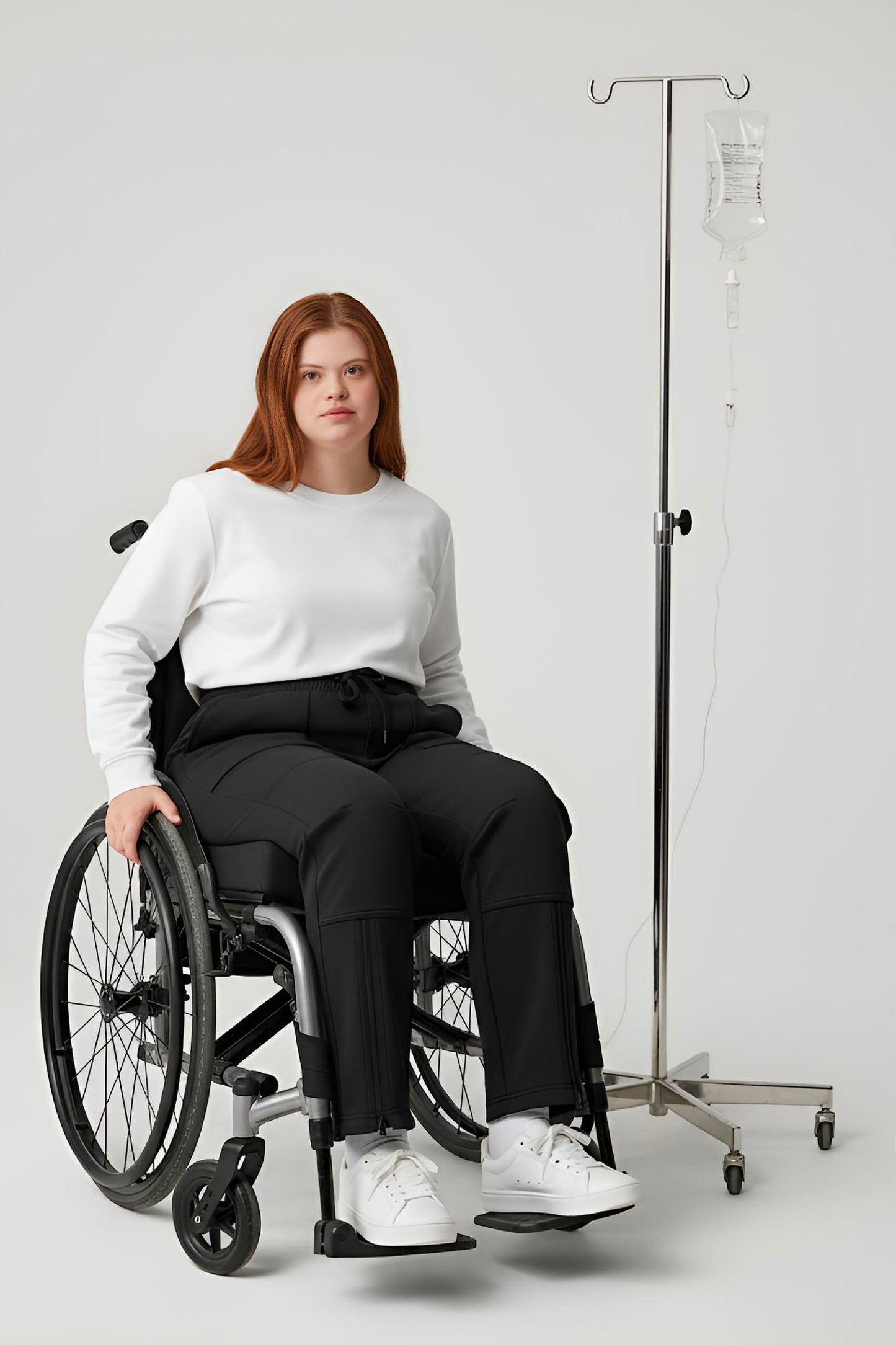 Women's Adaptive Clothing: Stretch Trousers Pant, Full Elastic Waistband, Side Zippers for Easy Undressing
