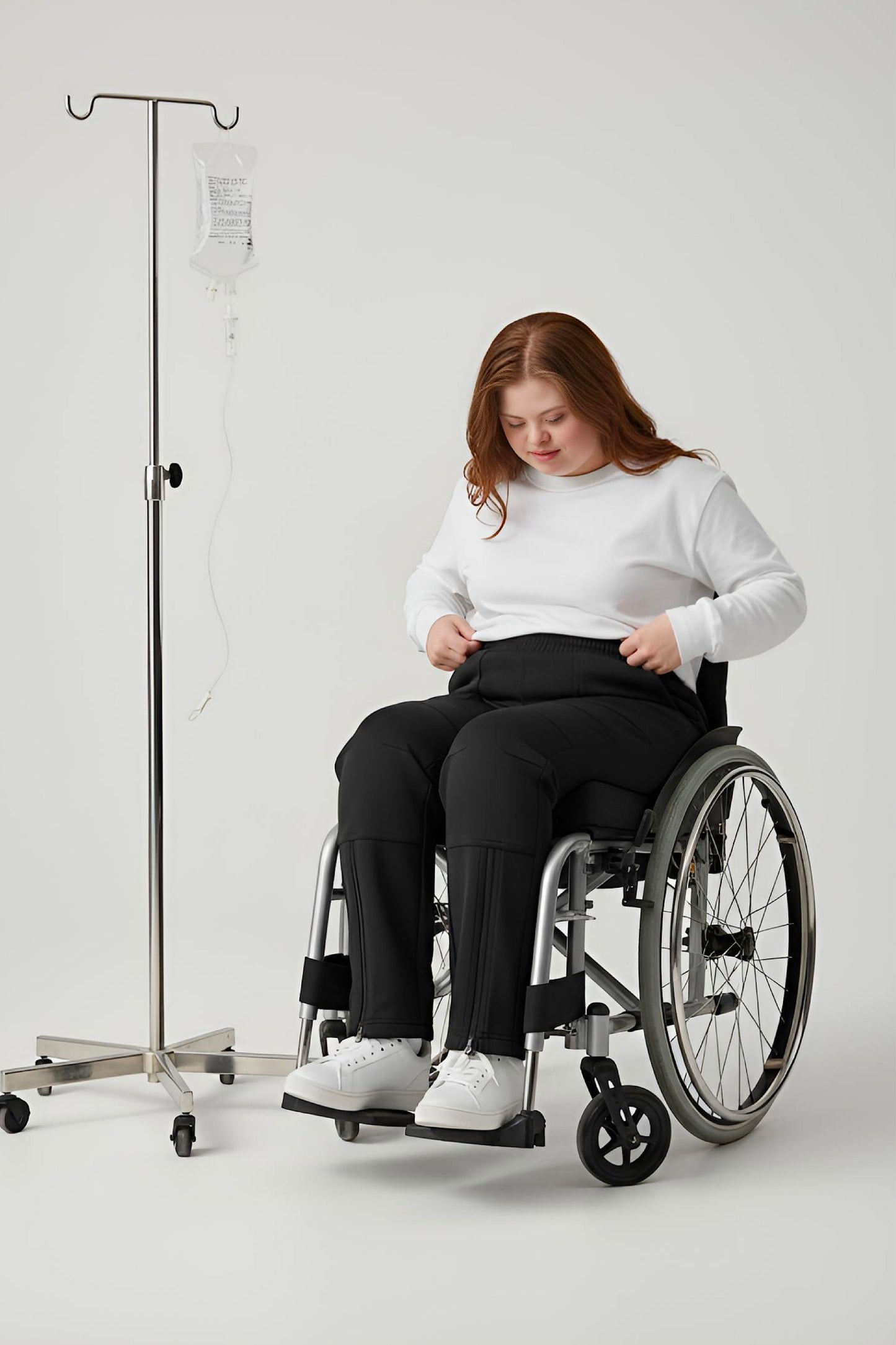 Women's Adaptive Clothing: Stretch Trousers Pant, Full Elastic Waistband, Side Zippers for Easy Undressing