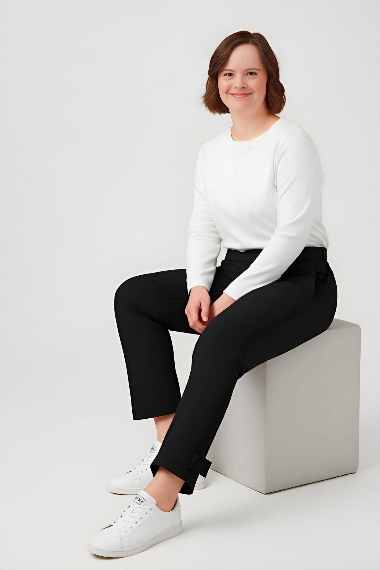 Women's Adaptive Clothing: Stretch Trousers Pant, Elastic Waistband, Side Zipper for Easy Dressing